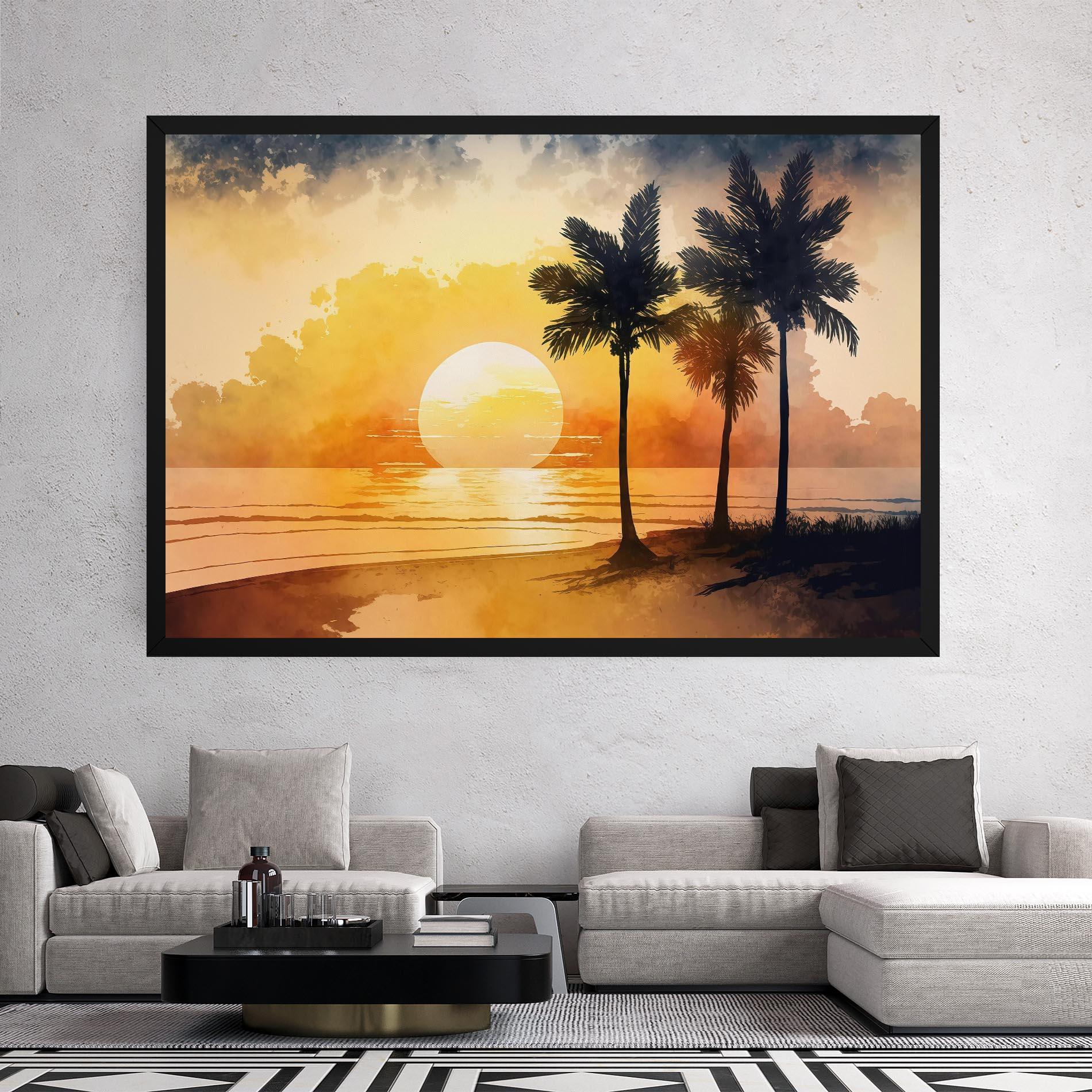 Vászonkép Palm Trees Sunset mockup 2