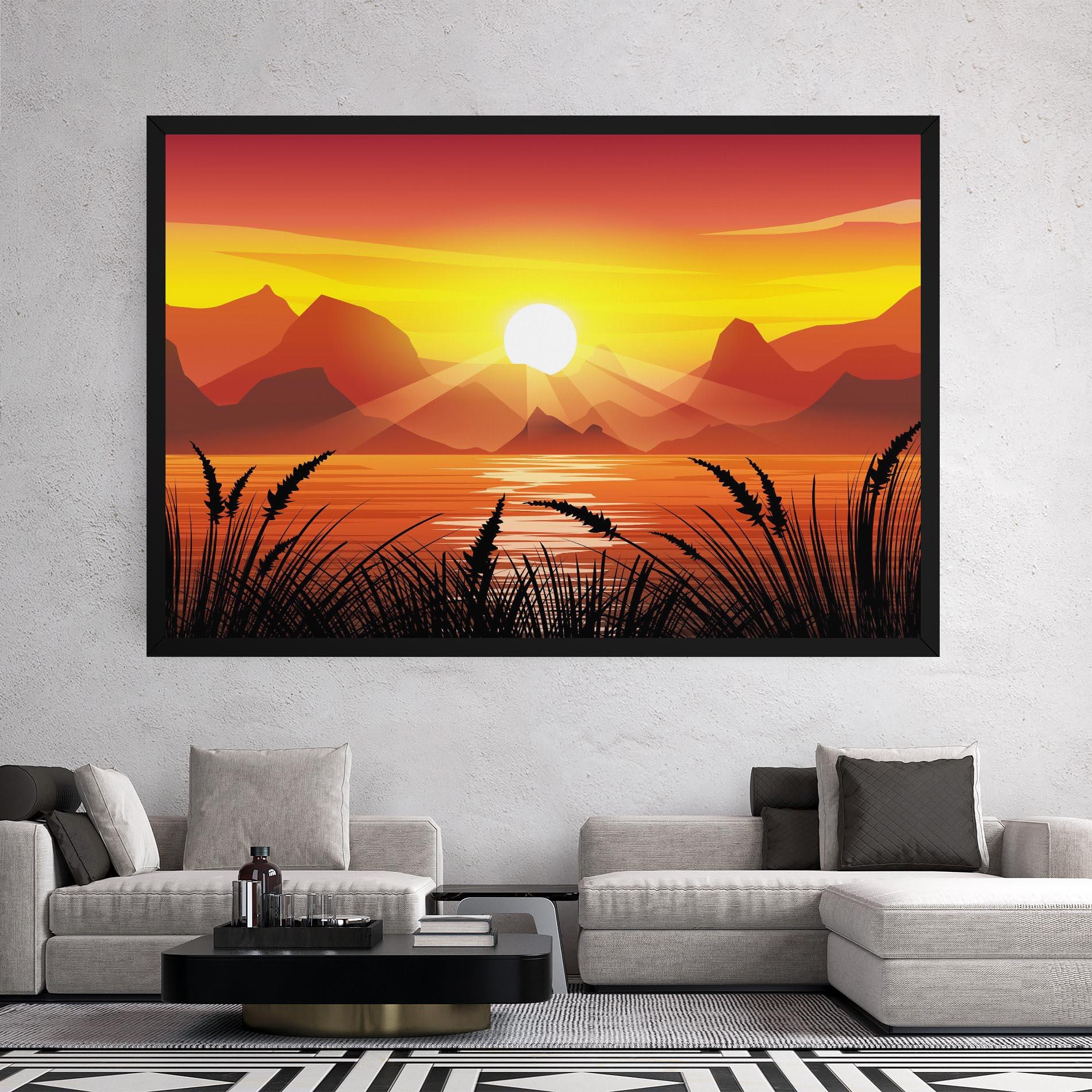 Vászonkép Sunrise Grass Art mockup 2
