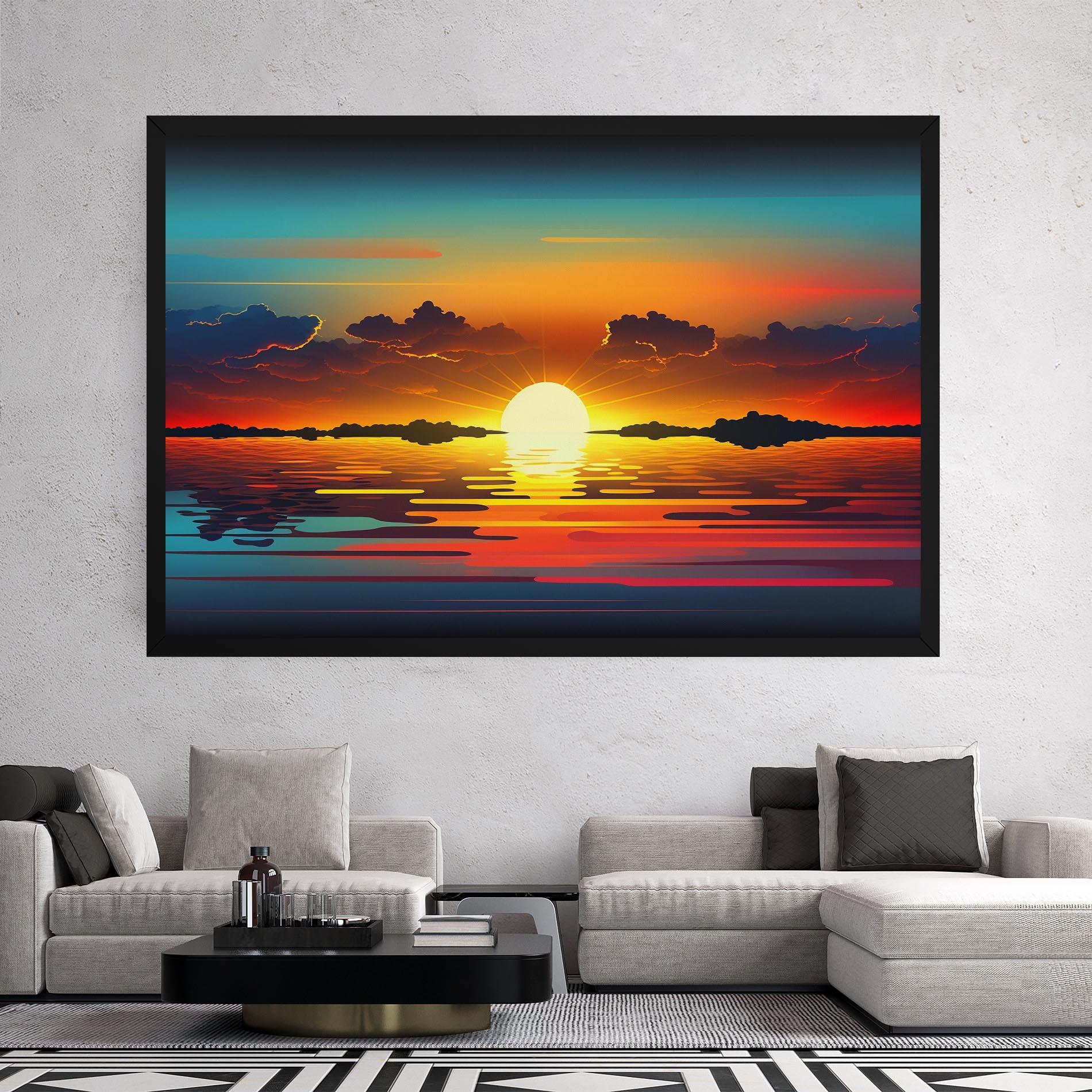 Vászonkép Yellow Sunset Illustration mockup 2