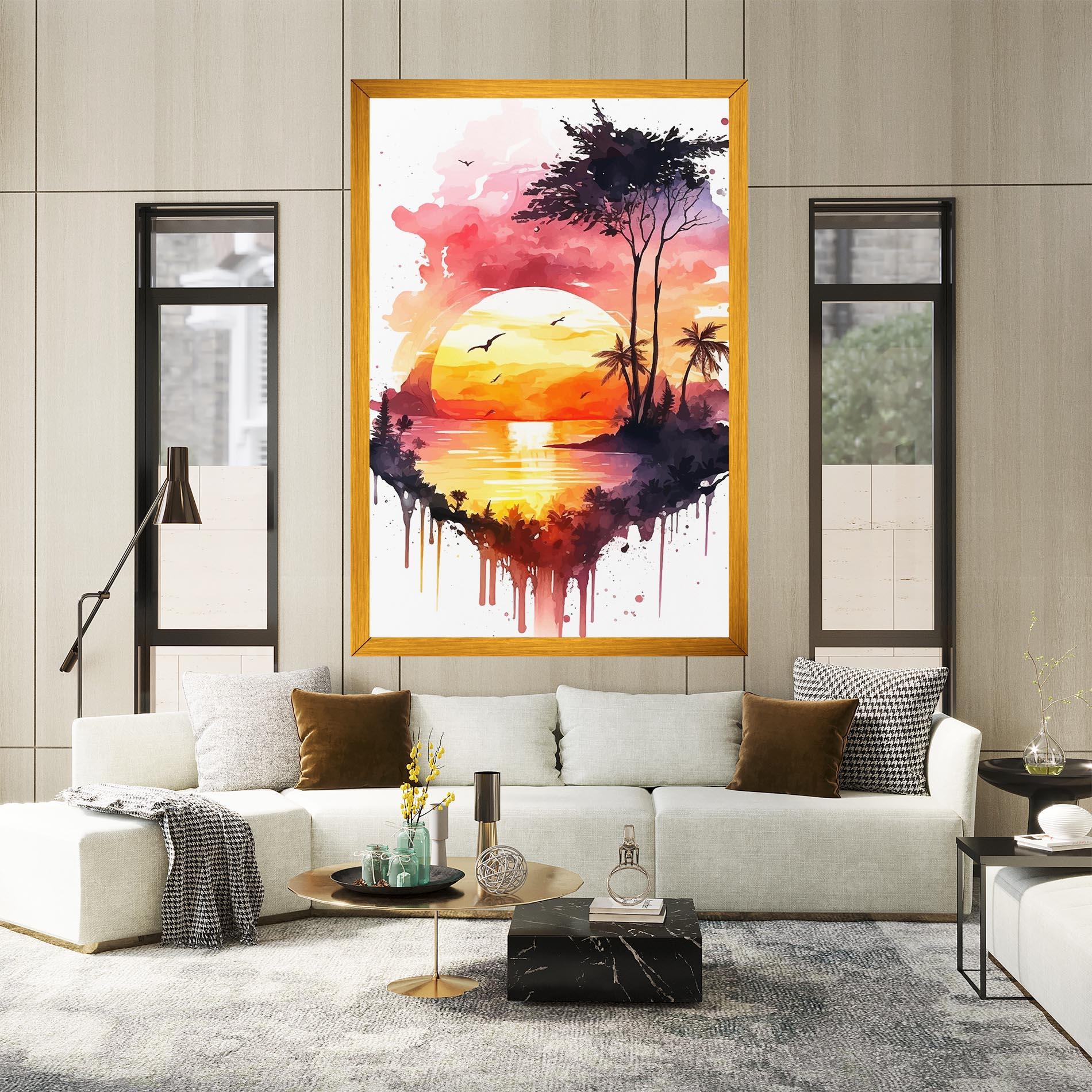 Vászonkép Purple Sunset Art mockup 2