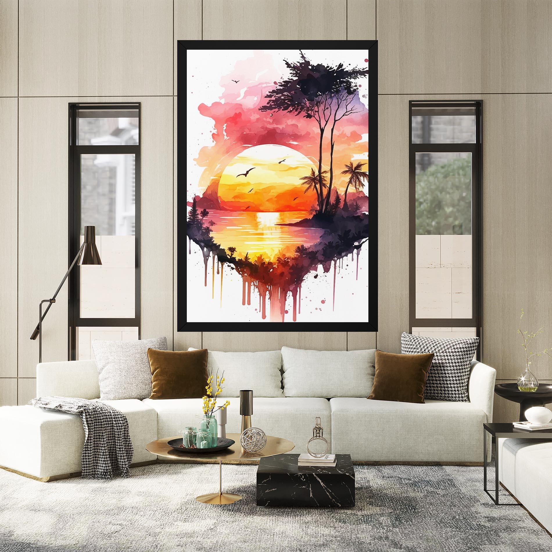 Vászonkép Purple Sunset Art mockup 2