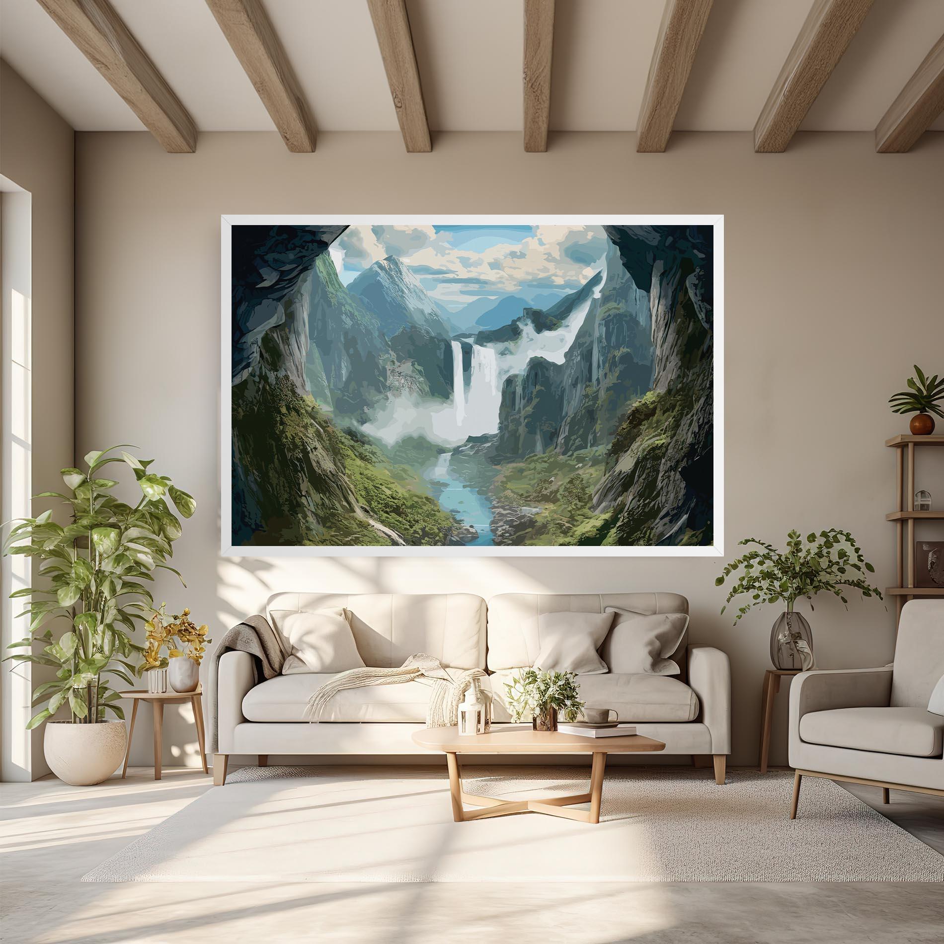 Vászonkép Amazing Waterfall mockup 6
