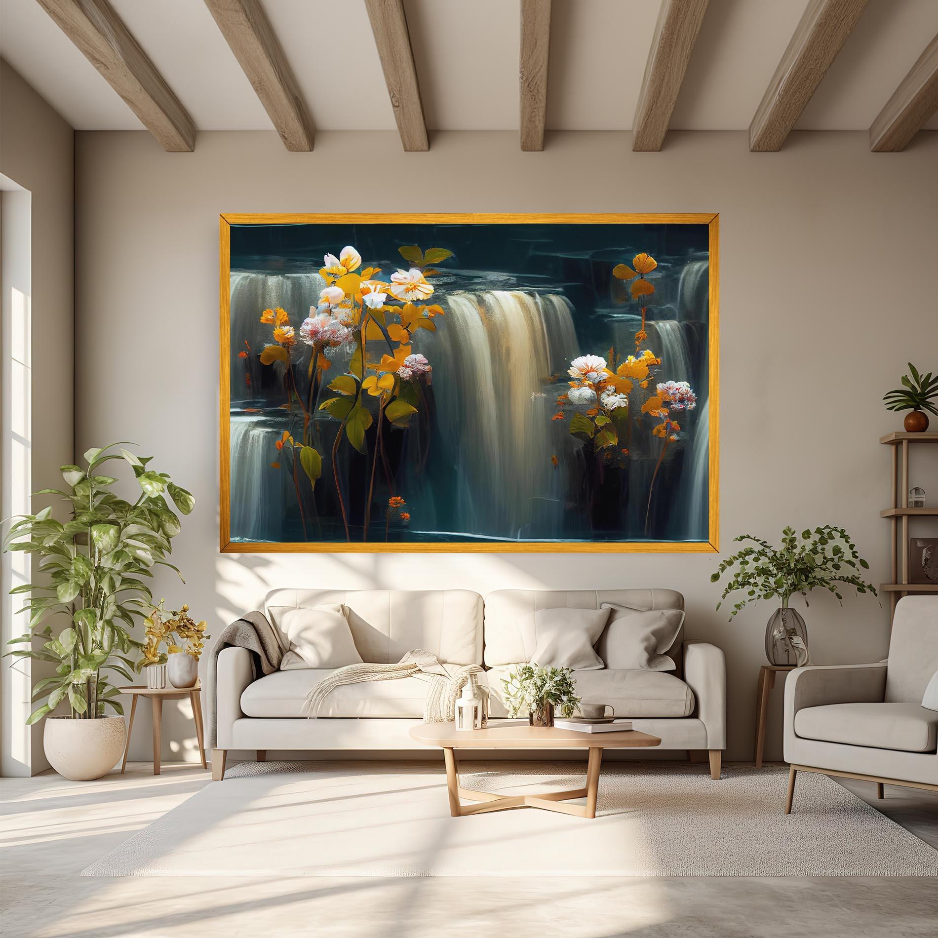 Vászonkép Flowers Waterfall mockup 6
