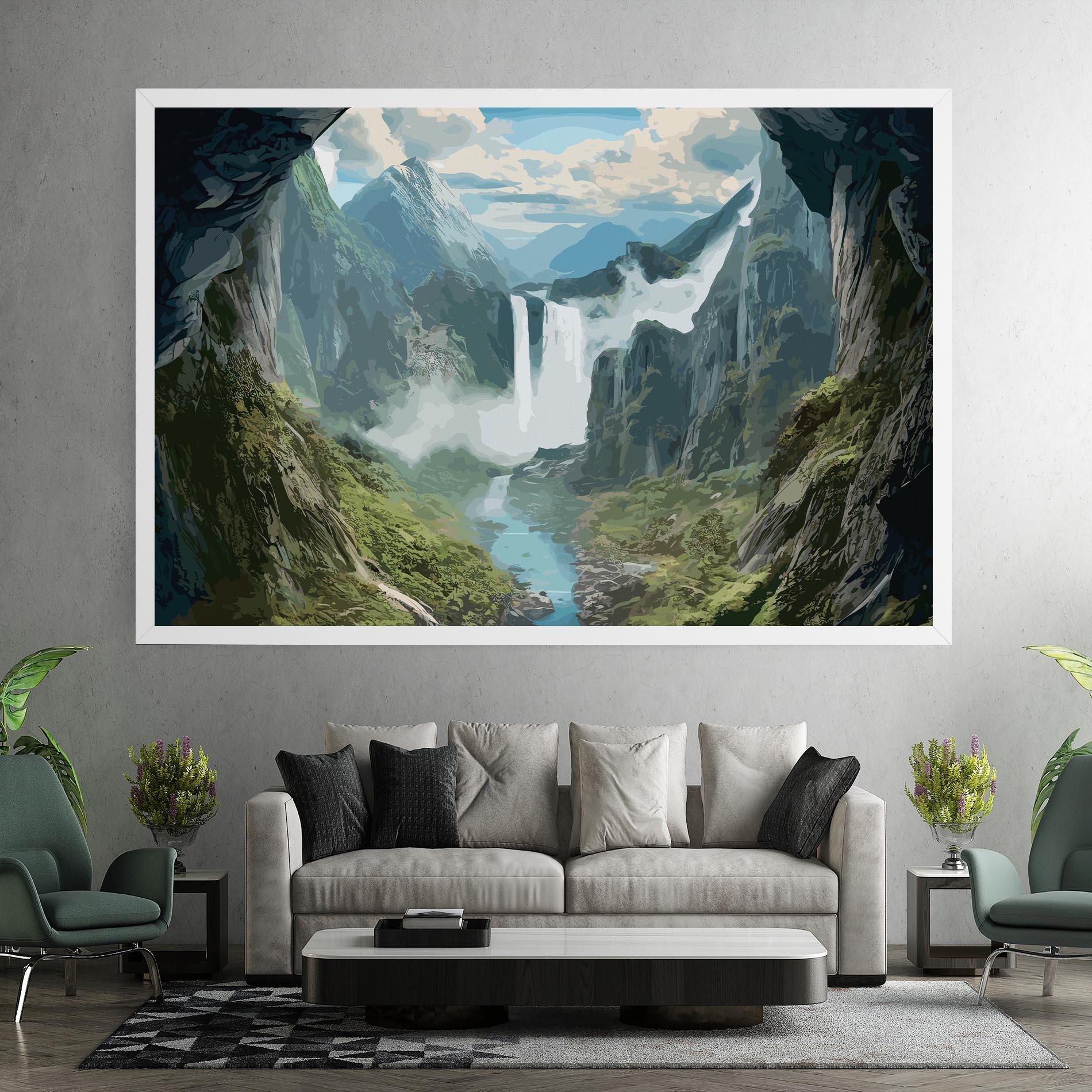 Vászonkép Amazing Waterfall mockup 7