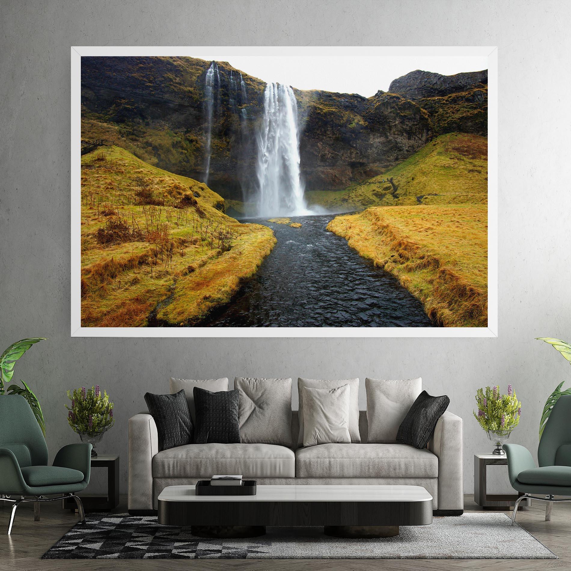 Vászonkép Yellow Grass Waterfall mockup 7