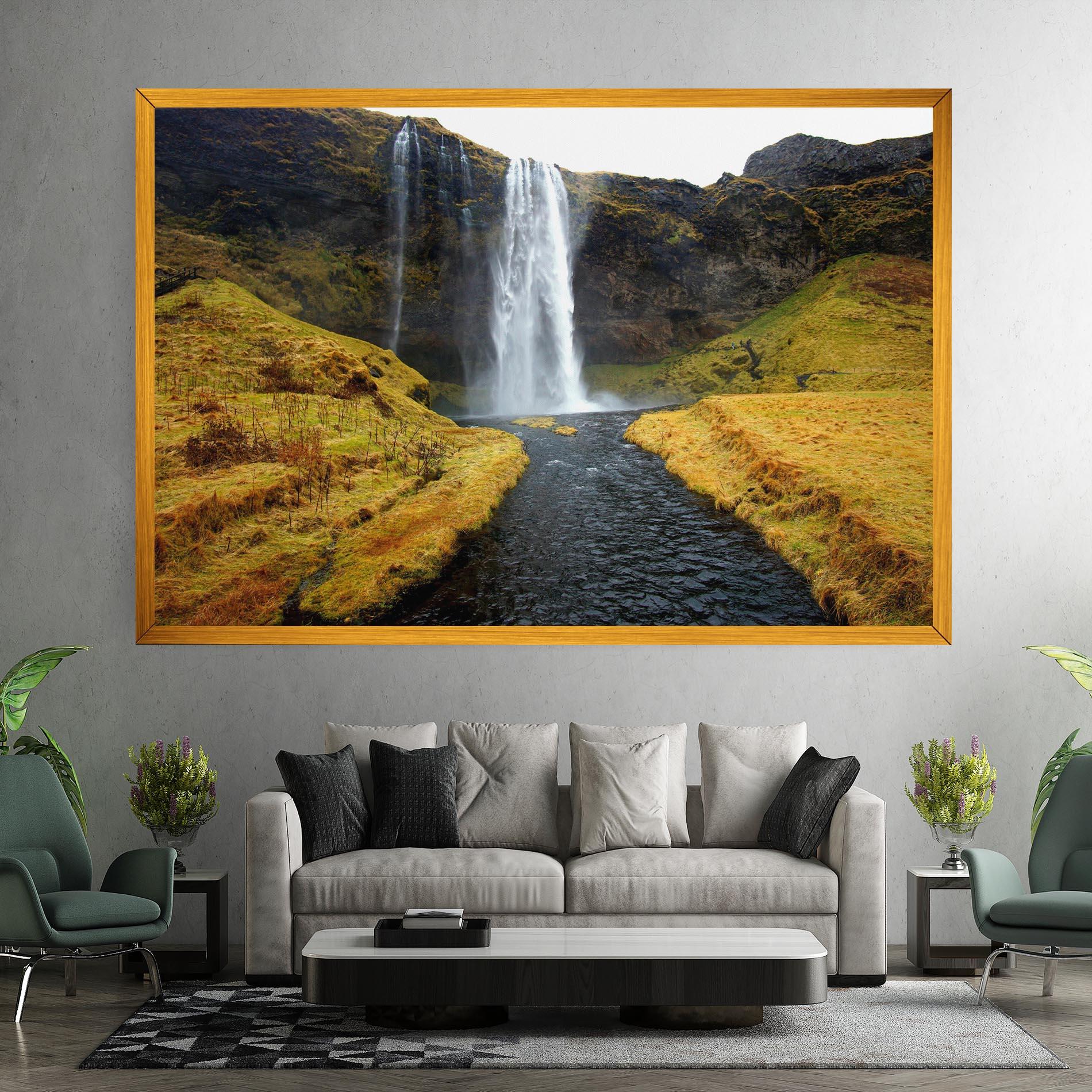 Vászonkép Yellow Grass Waterfall mockup 7
