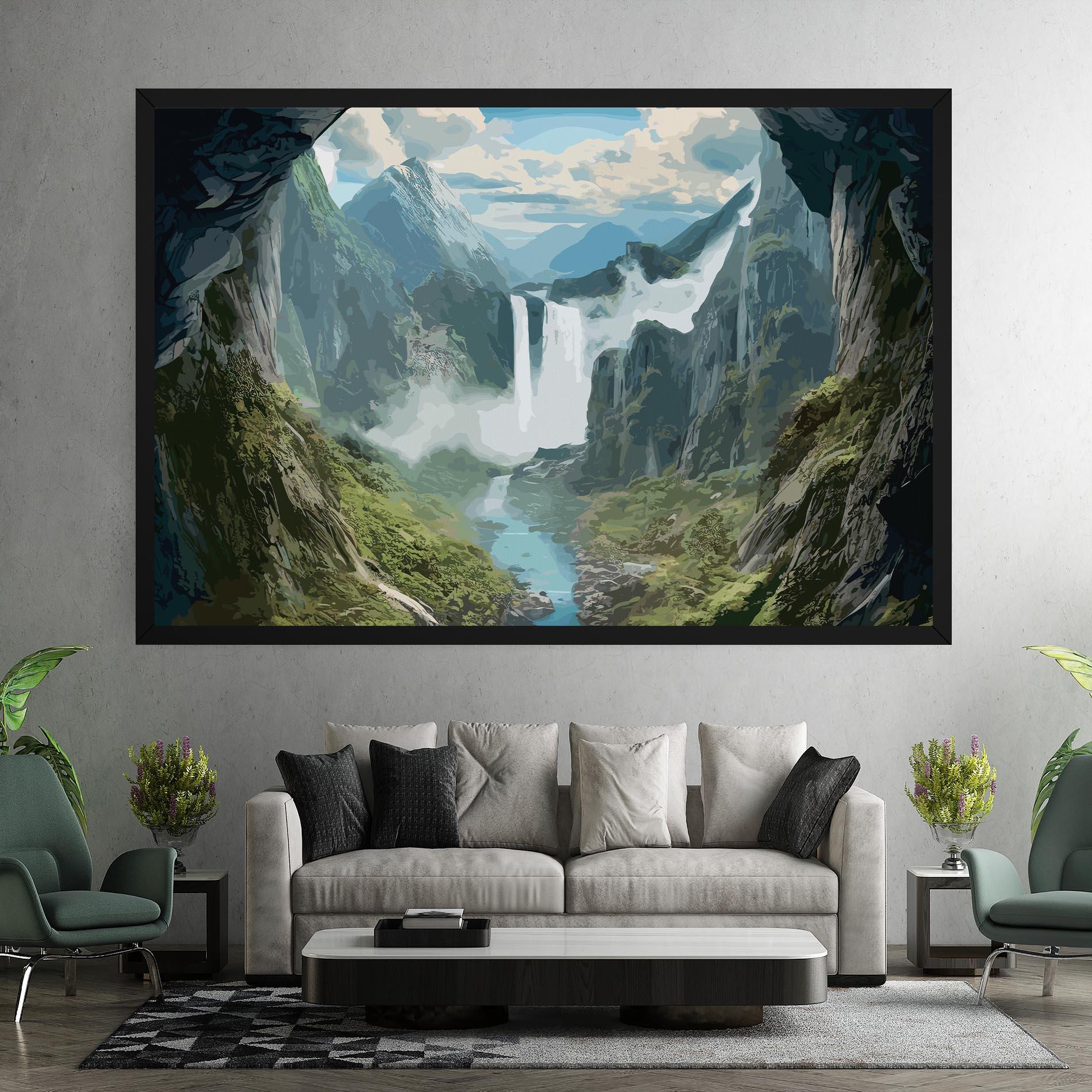 Vászonkép Amazing Waterfall mockup 7