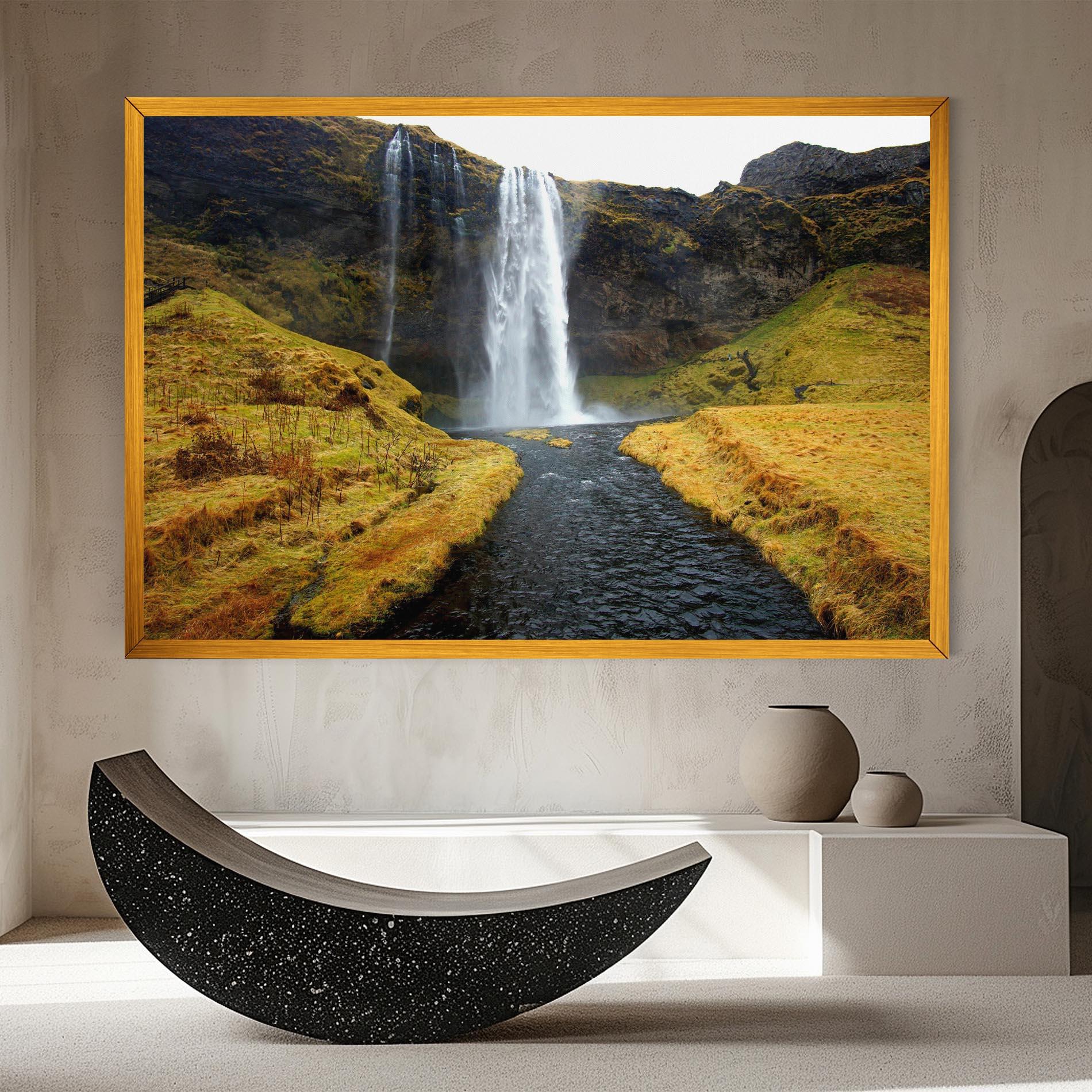 Vászonkép Yellow Grass Waterfall mockup 8