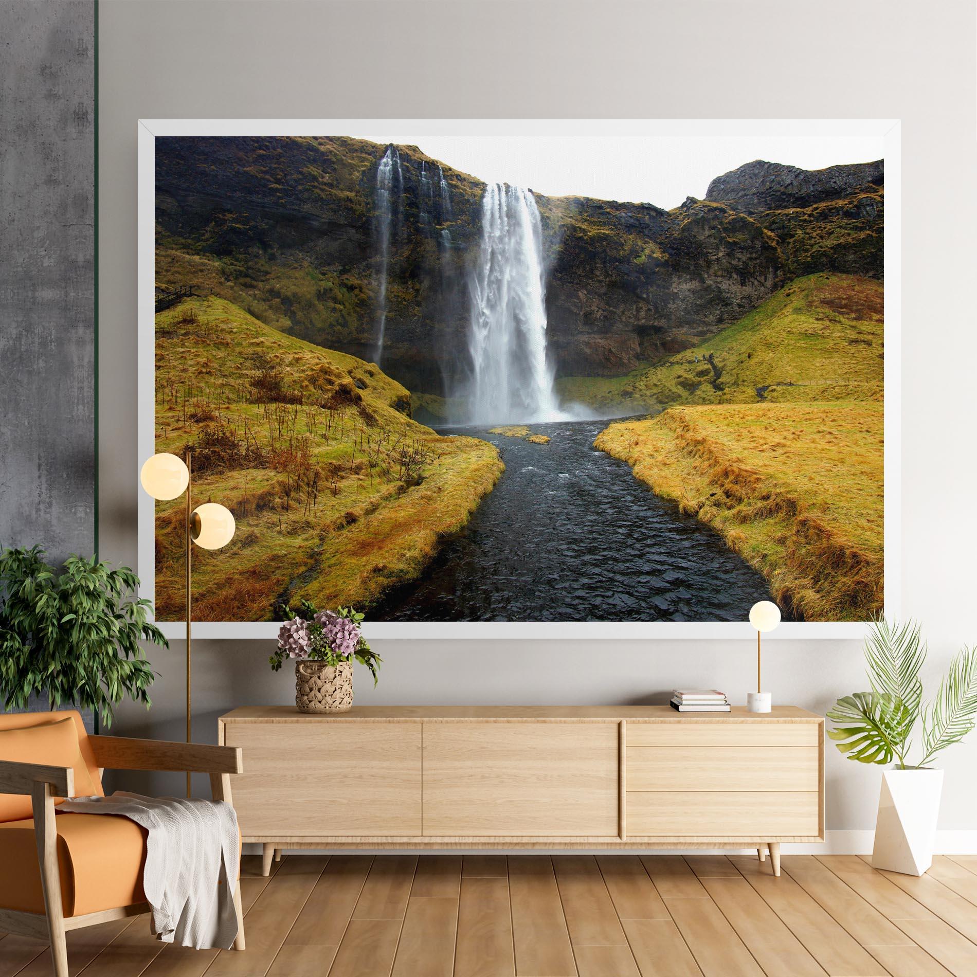 Vászonkép Yellow Grass Waterfall mockup 9