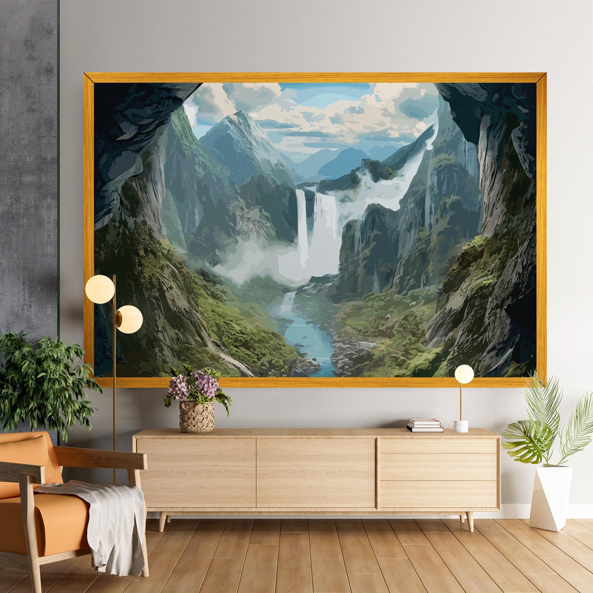 Vászonkép Amazing Waterfall mockup 9