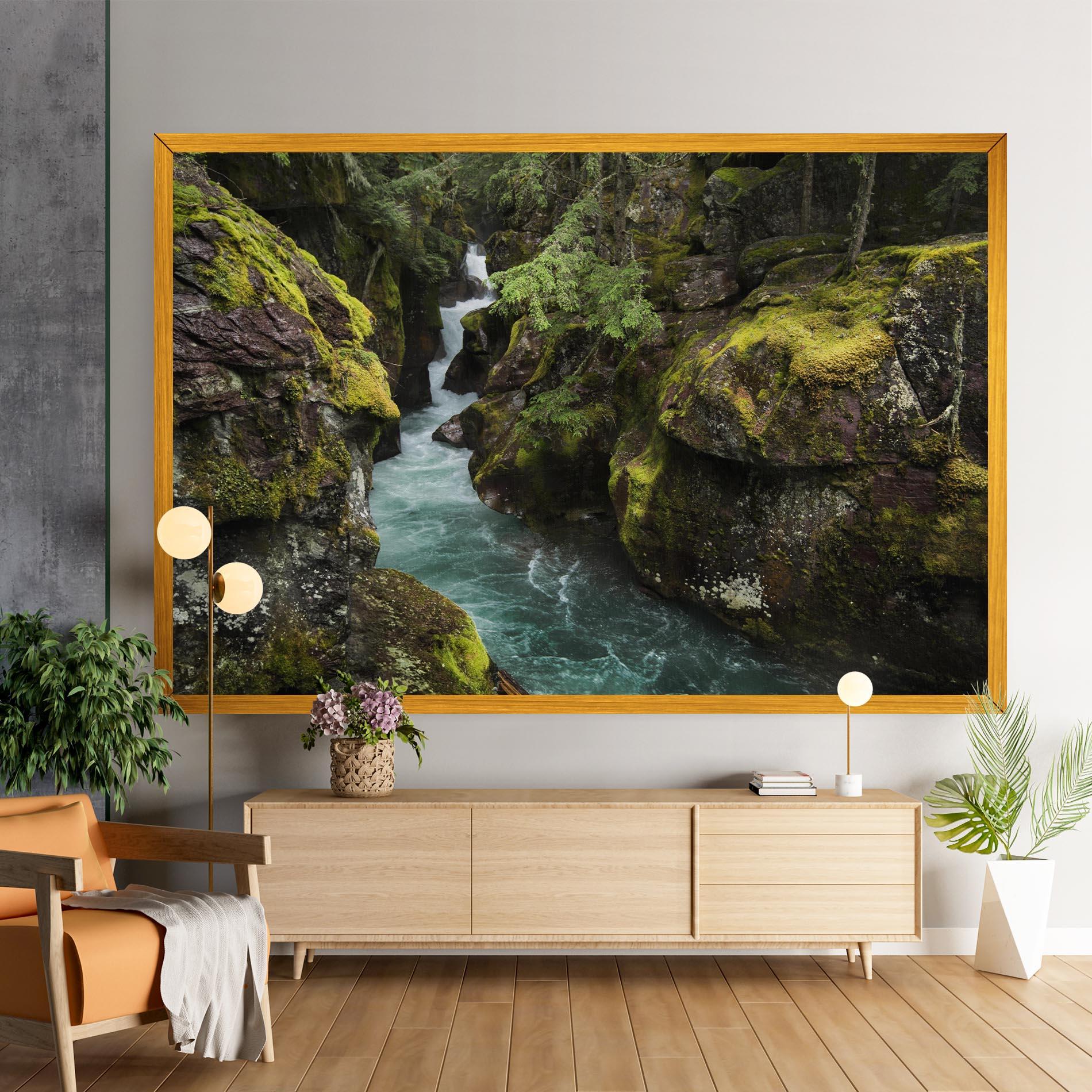 Vászonkép Blue Majestic Waterfall mockup 9