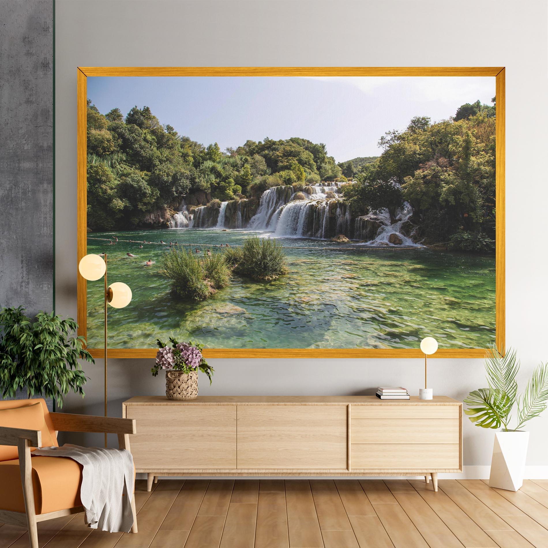 Vászonkép Green Waterfall mockup 9