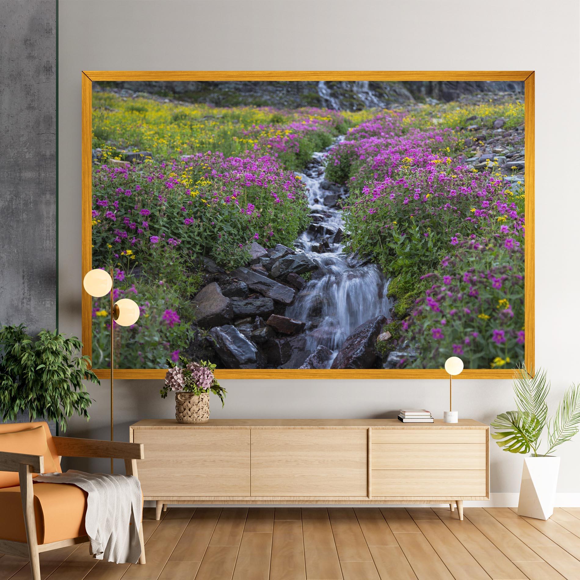 Vászonkép Purple Field Waterfall mockup 9