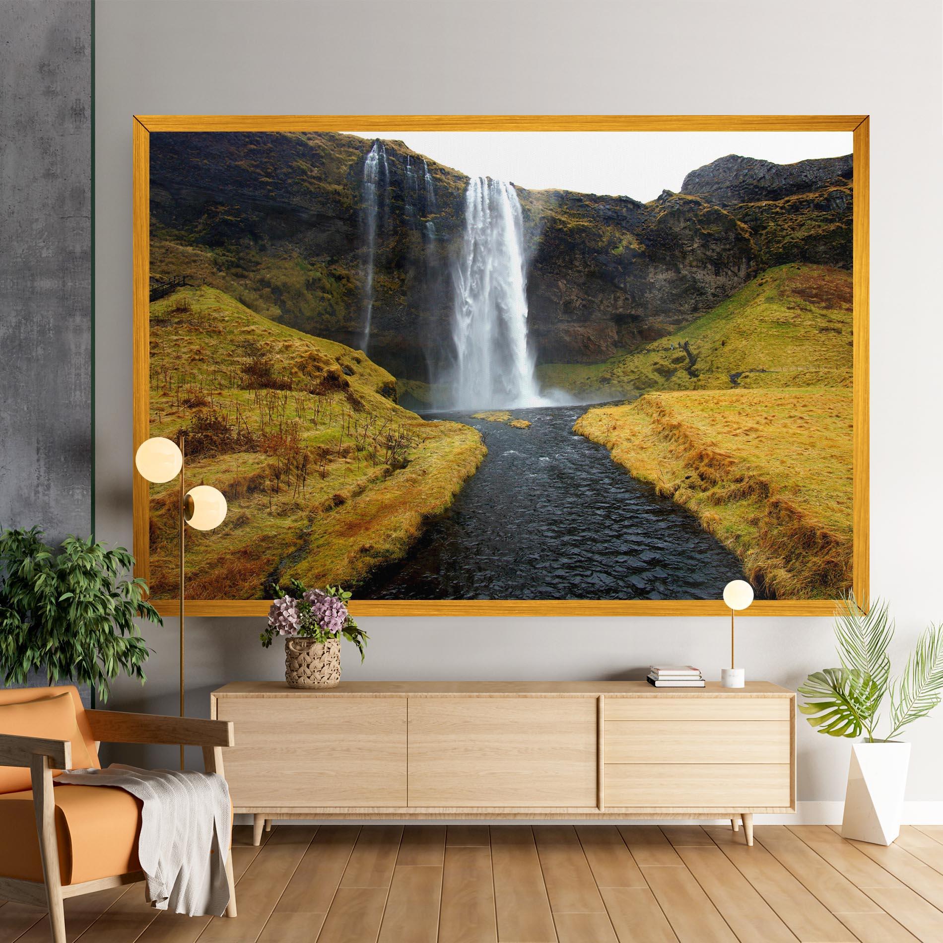 Vászonkép Yellow Grass Waterfall mockup 9