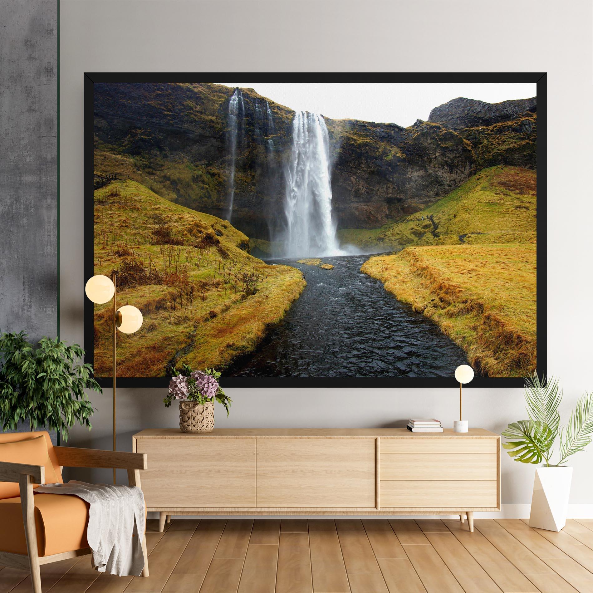 Vászonkép Yellow Grass Waterfall mockup 9