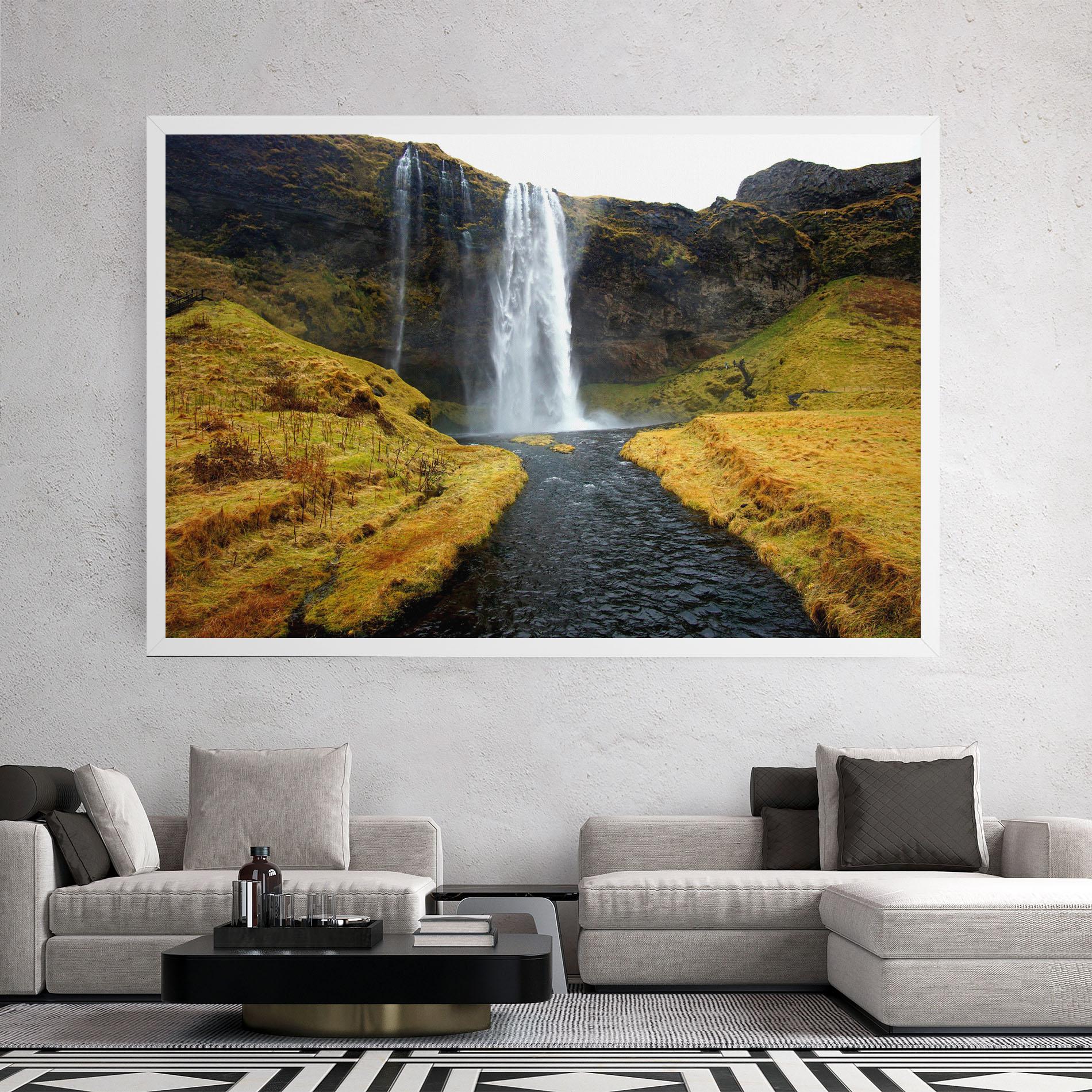 Vászonkép Yellow Grass Waterfall mockup 2