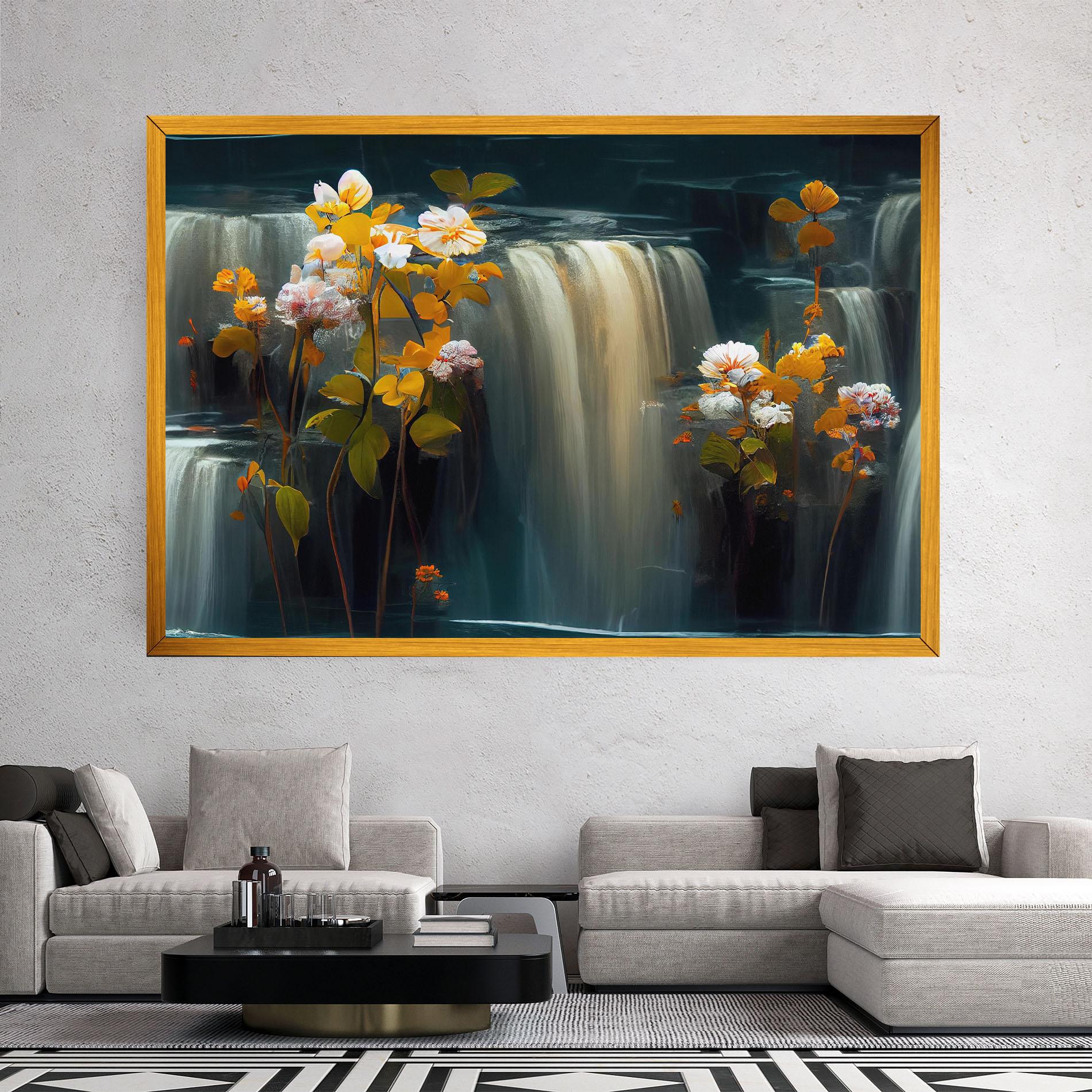 Vászonkép Flowers Waterfall mockup 2