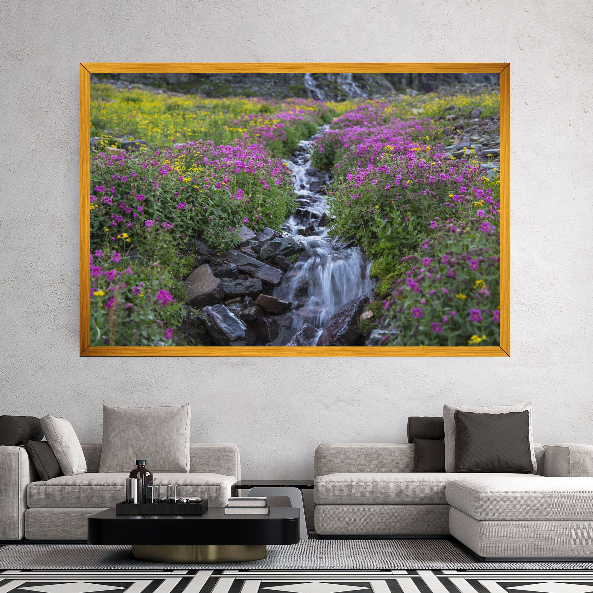 Purple Field Waterfall mockup 2