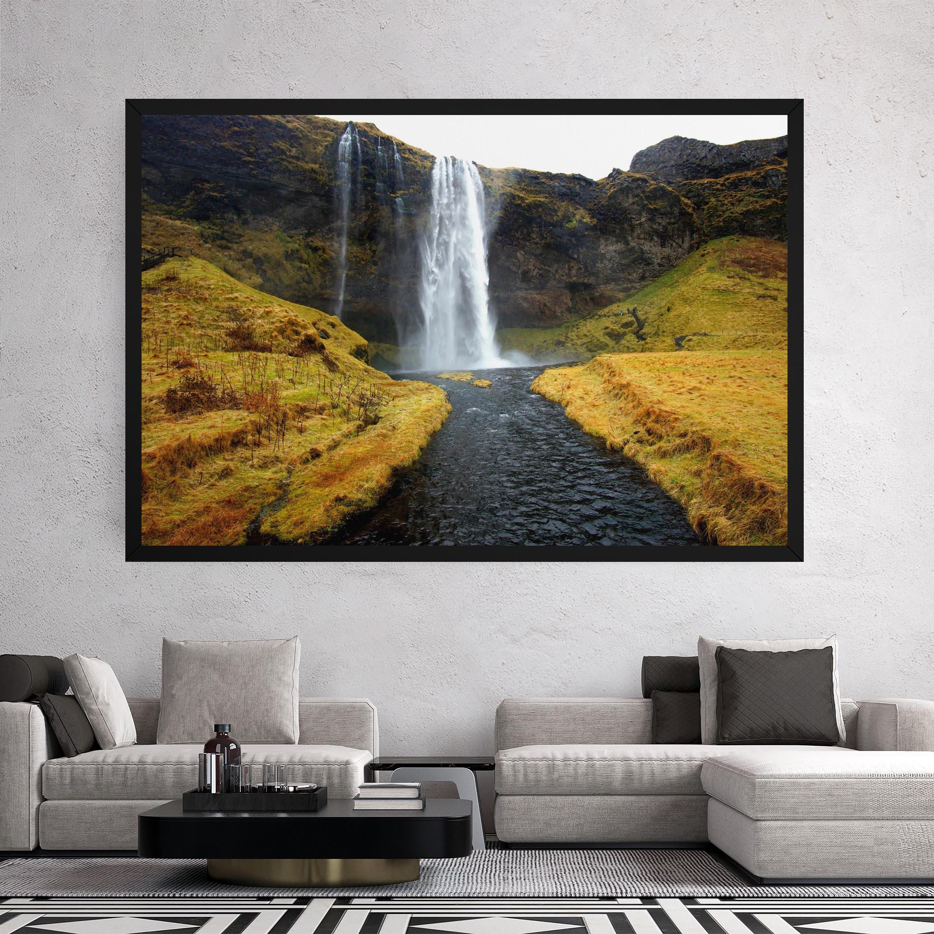 Vászonkép Yellow Grass Waterfall mockup 2