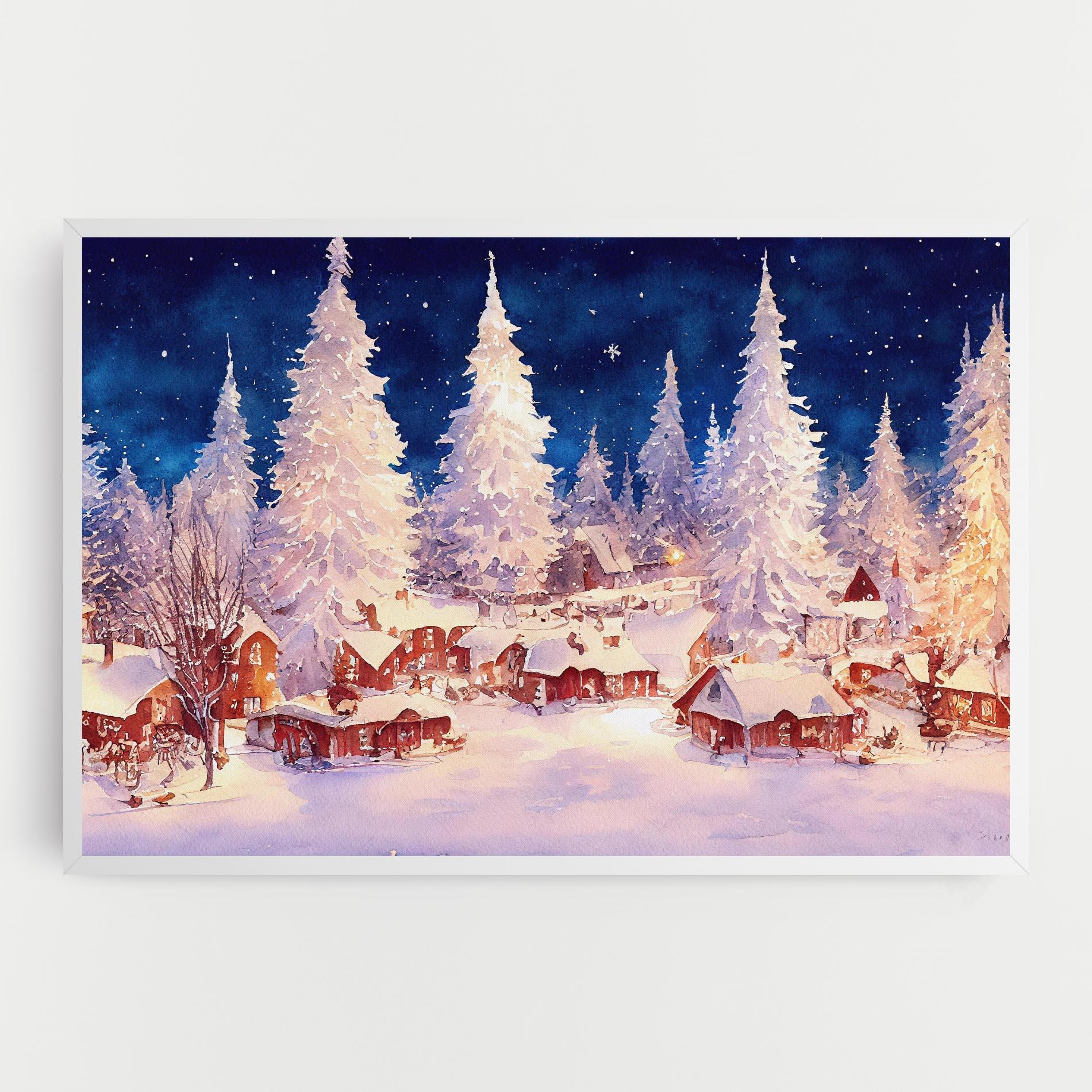 Vászonkép Snow Falling Painting mockup 0