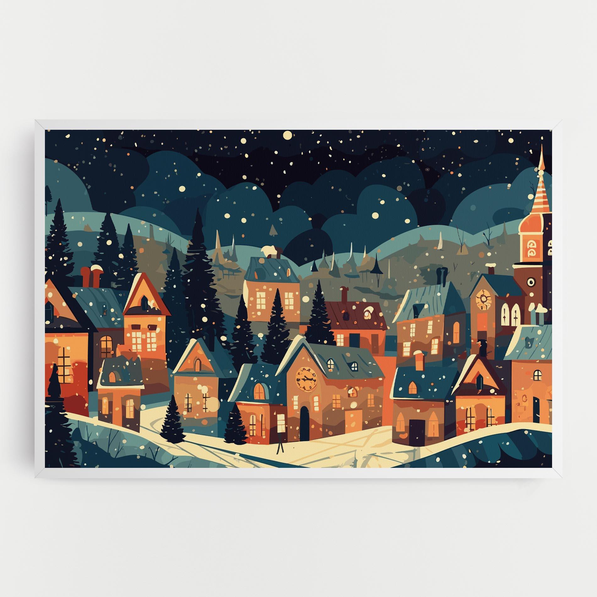 Vászonkép Winter View Houses mockup 0