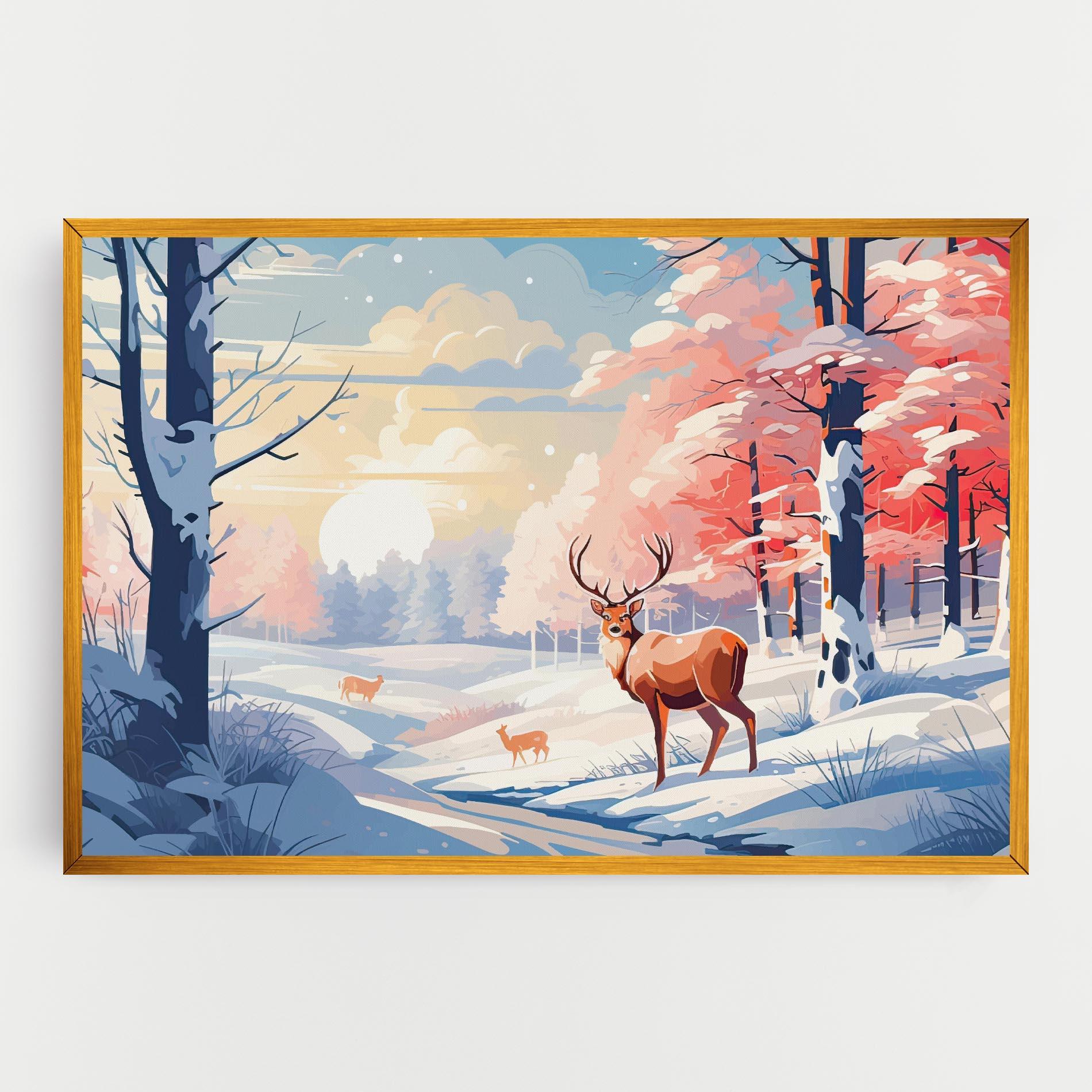 Vászonkép Winter Deer Art mockup 0