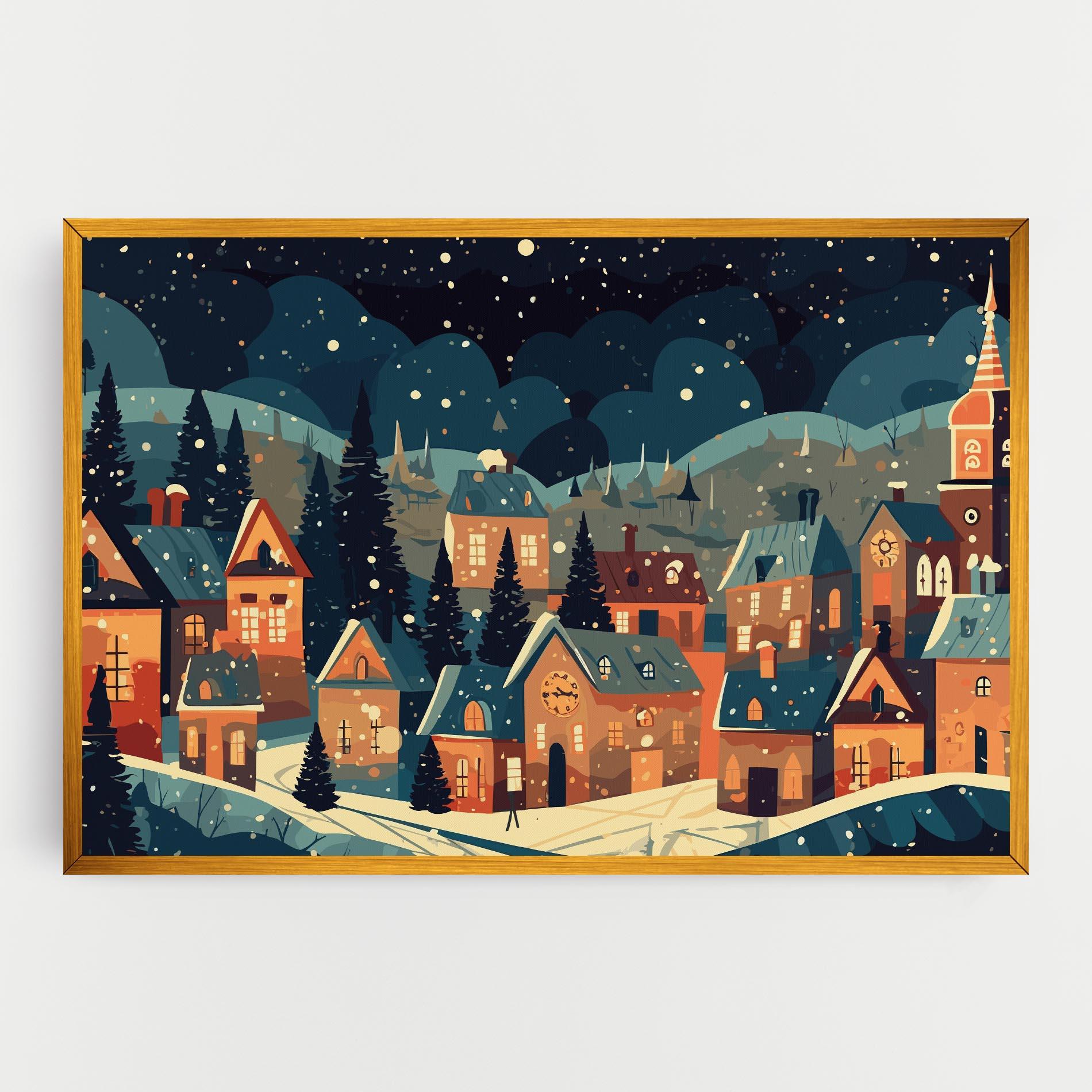 Vászonkép Winter View Houses mockup 0