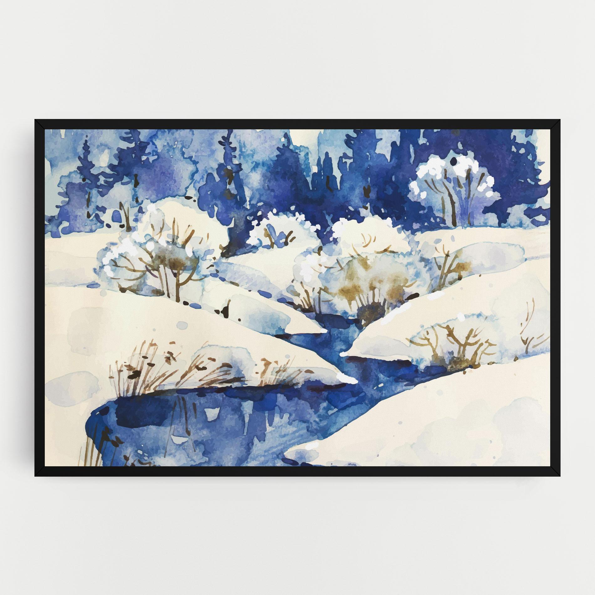 Vászonkép Blue Trees Winter mockup 0