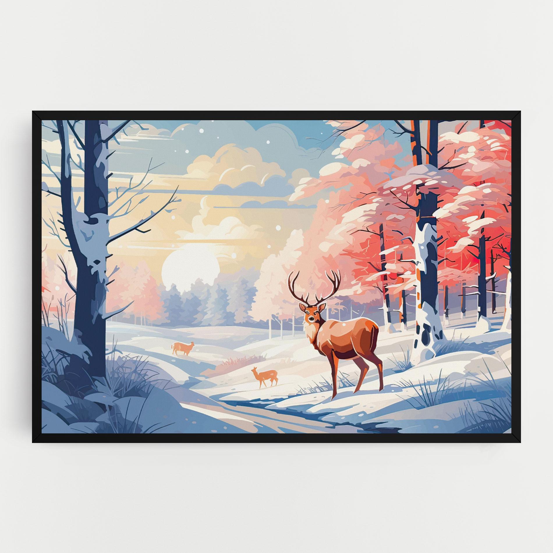Vászonkép Winter Deer Art mockup 0