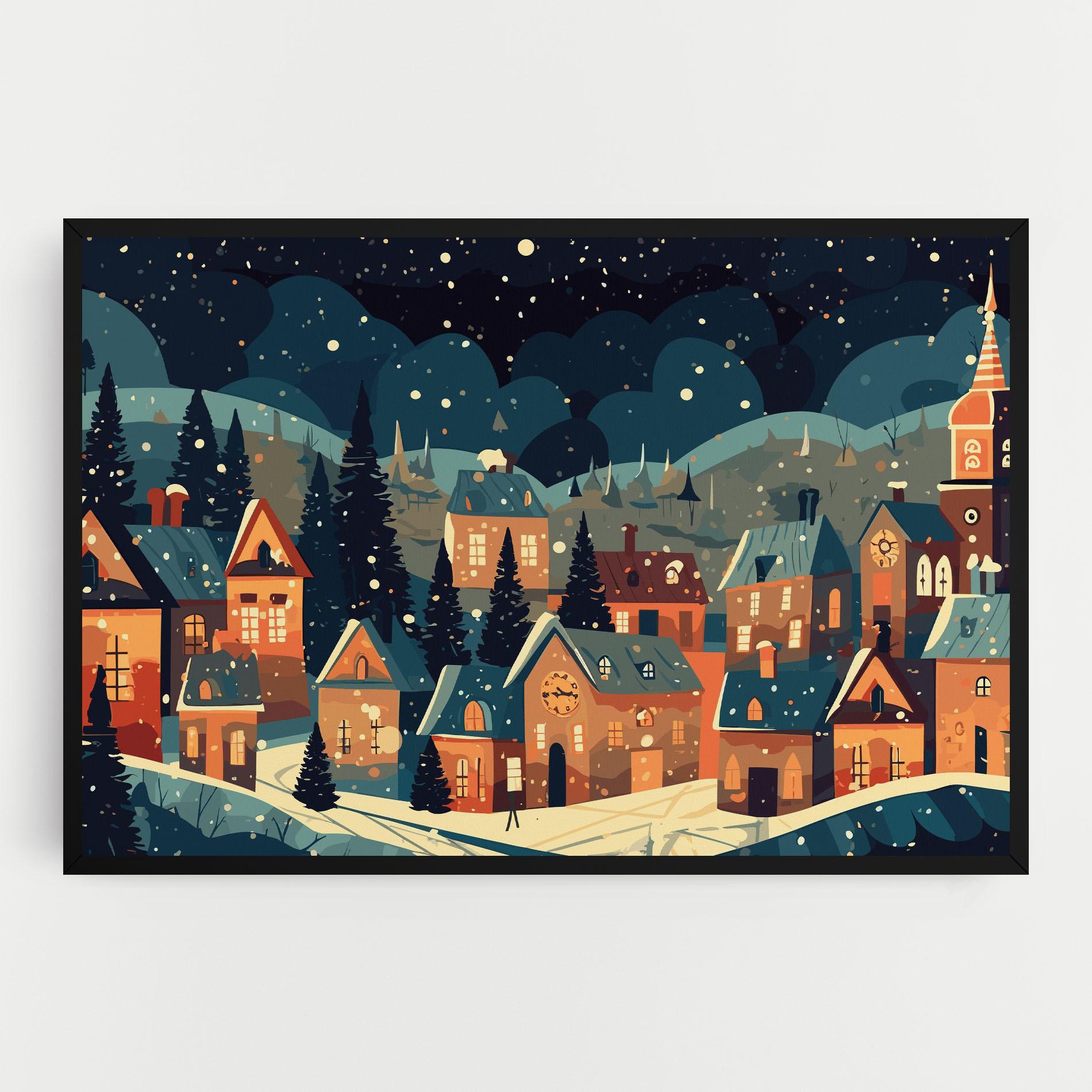 Vászonkép Winter View Houses mockup 0