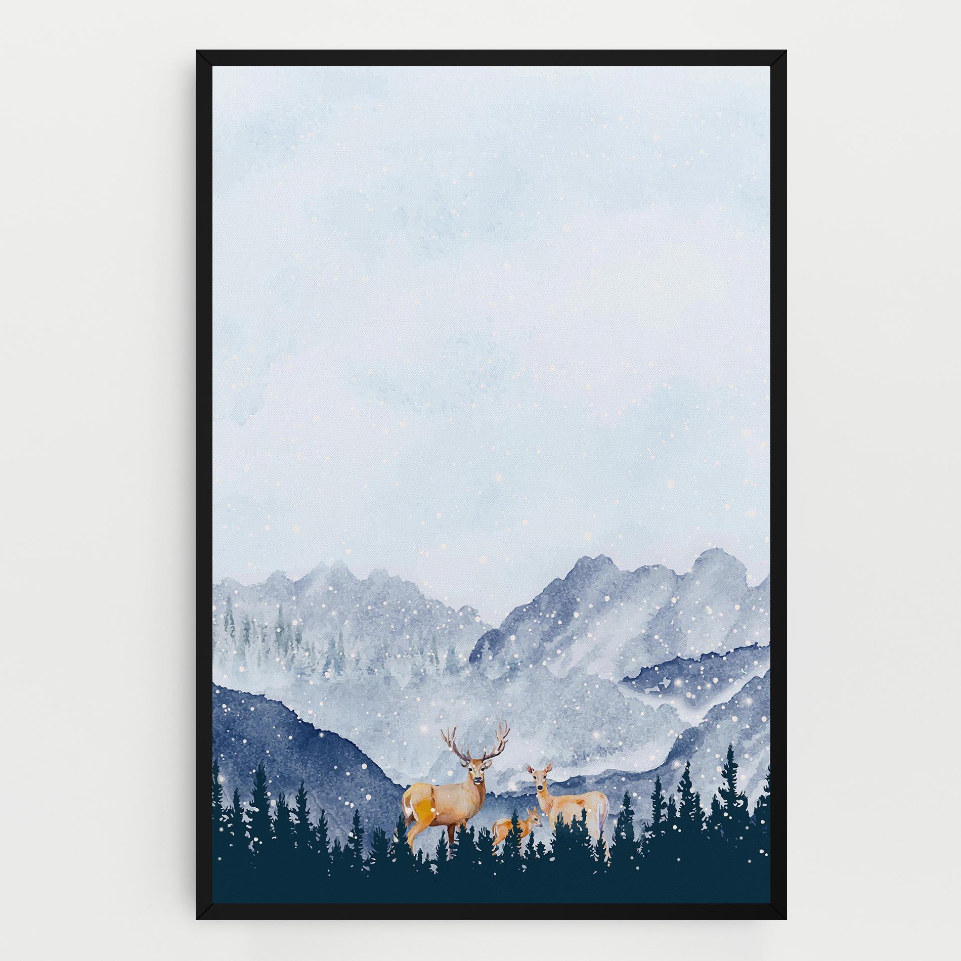 Vászonkép Winter Deers mockup 0