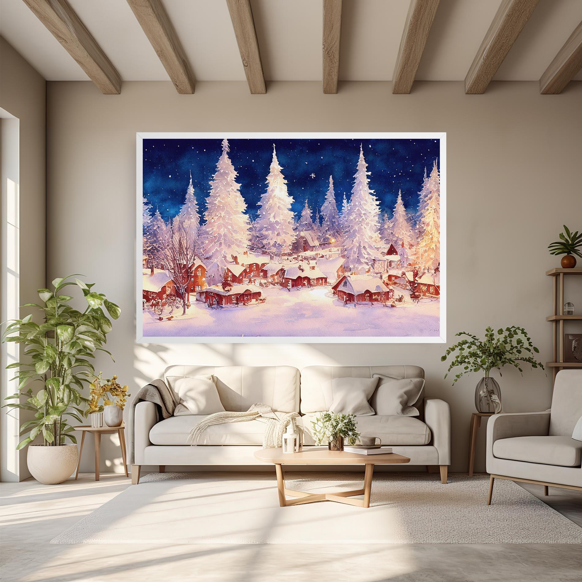 Vászonkép Snow Falling Painting mockup 6