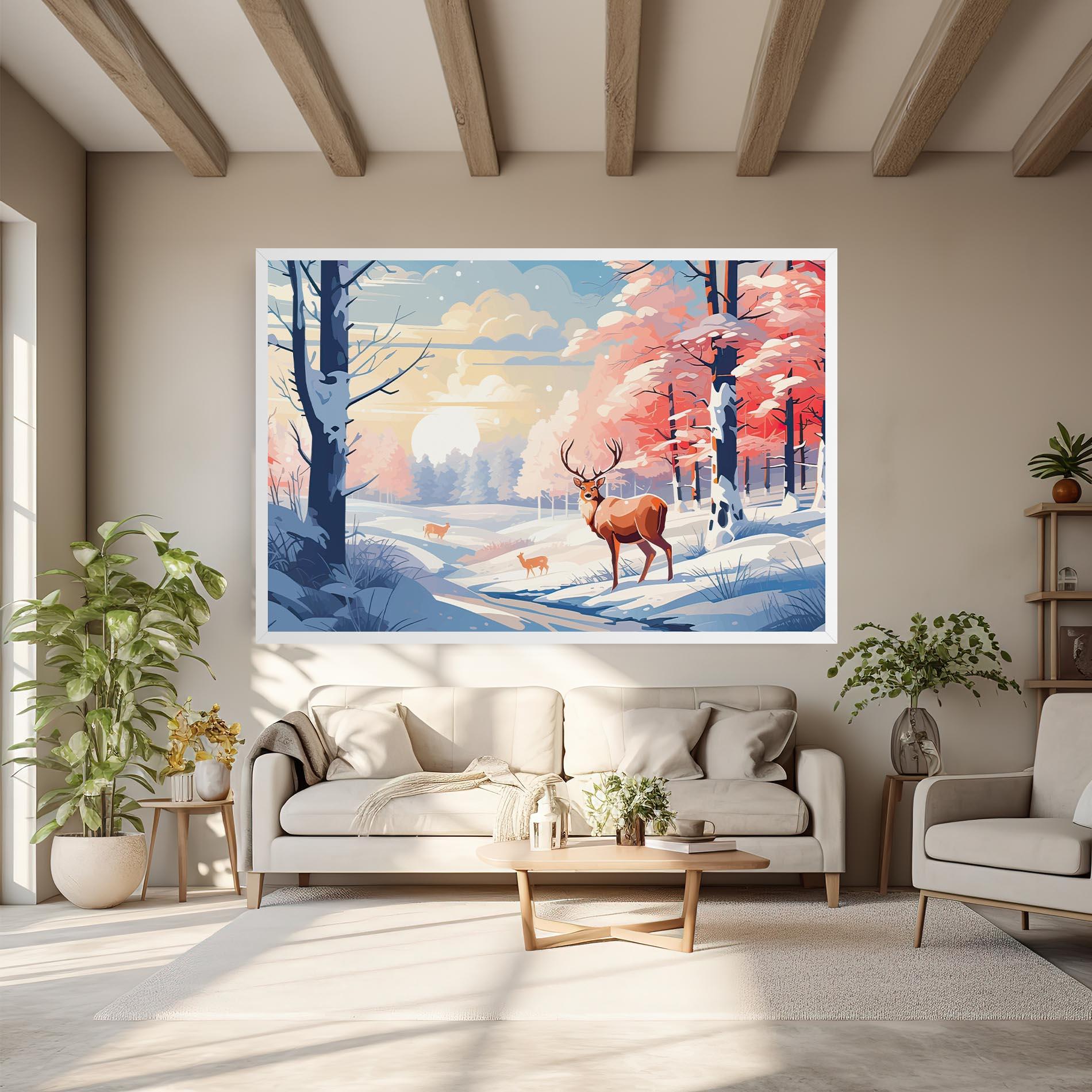 Vászonkép Winter Deer Art mockup 6