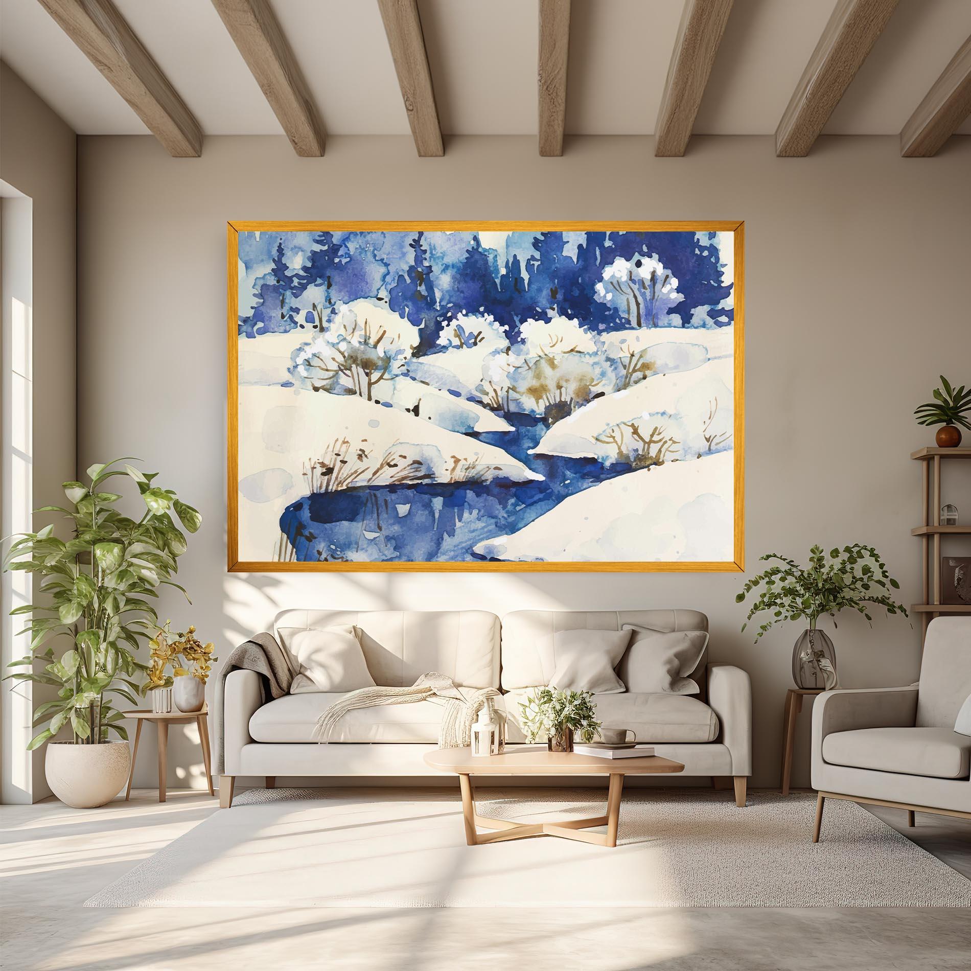 Vászonkép Blue Trees Winter mockup 6