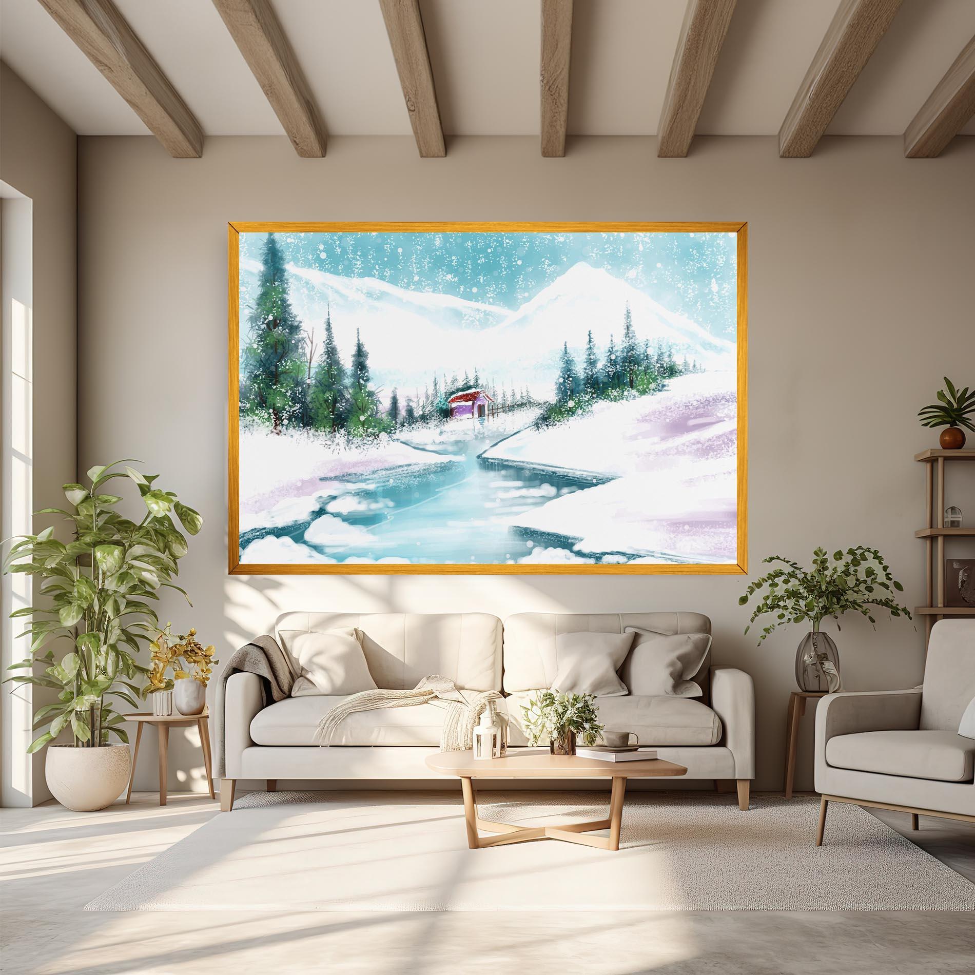 Vászonkép Purple House Winter mockup 6