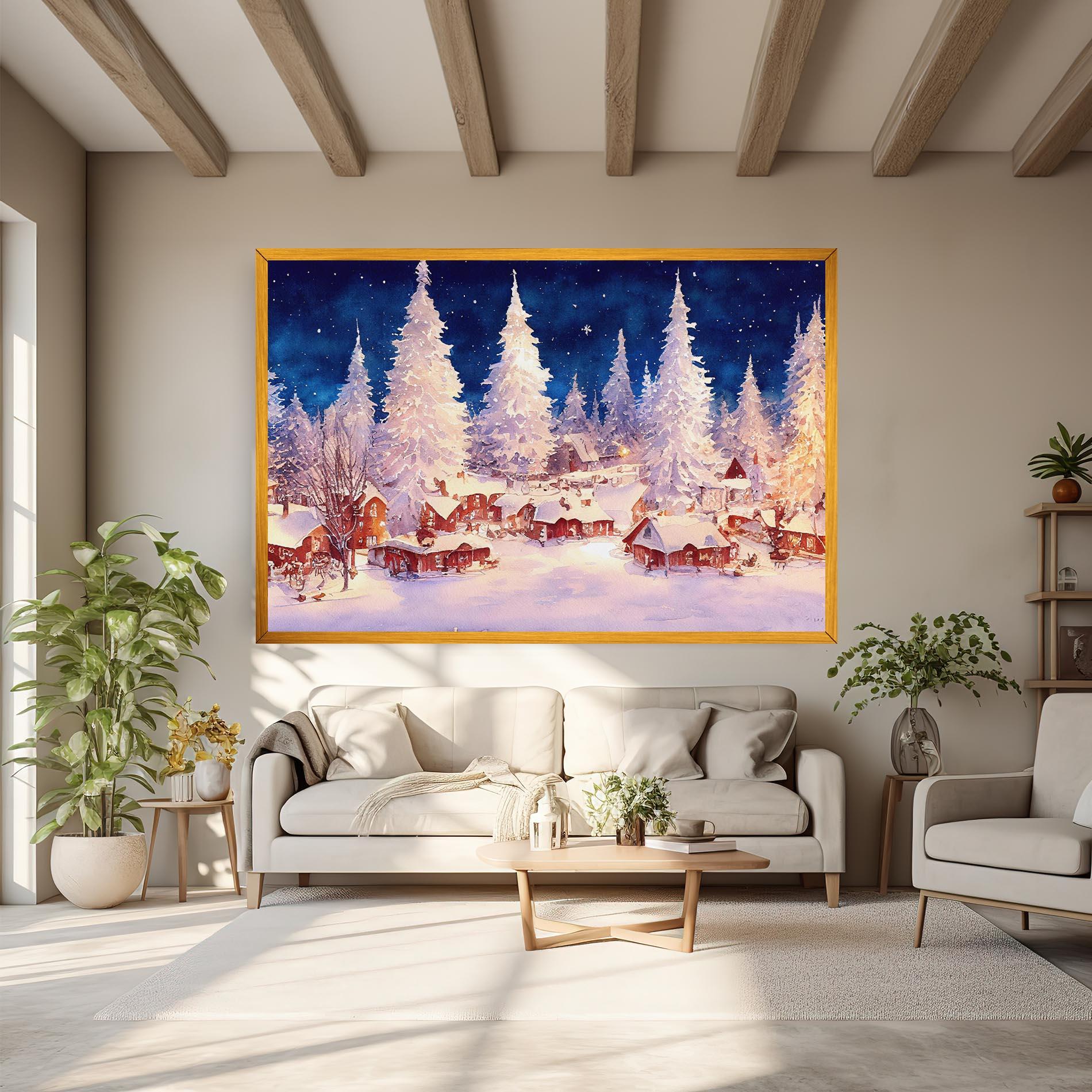Vászonkép Snow Falling Painting mockup 6