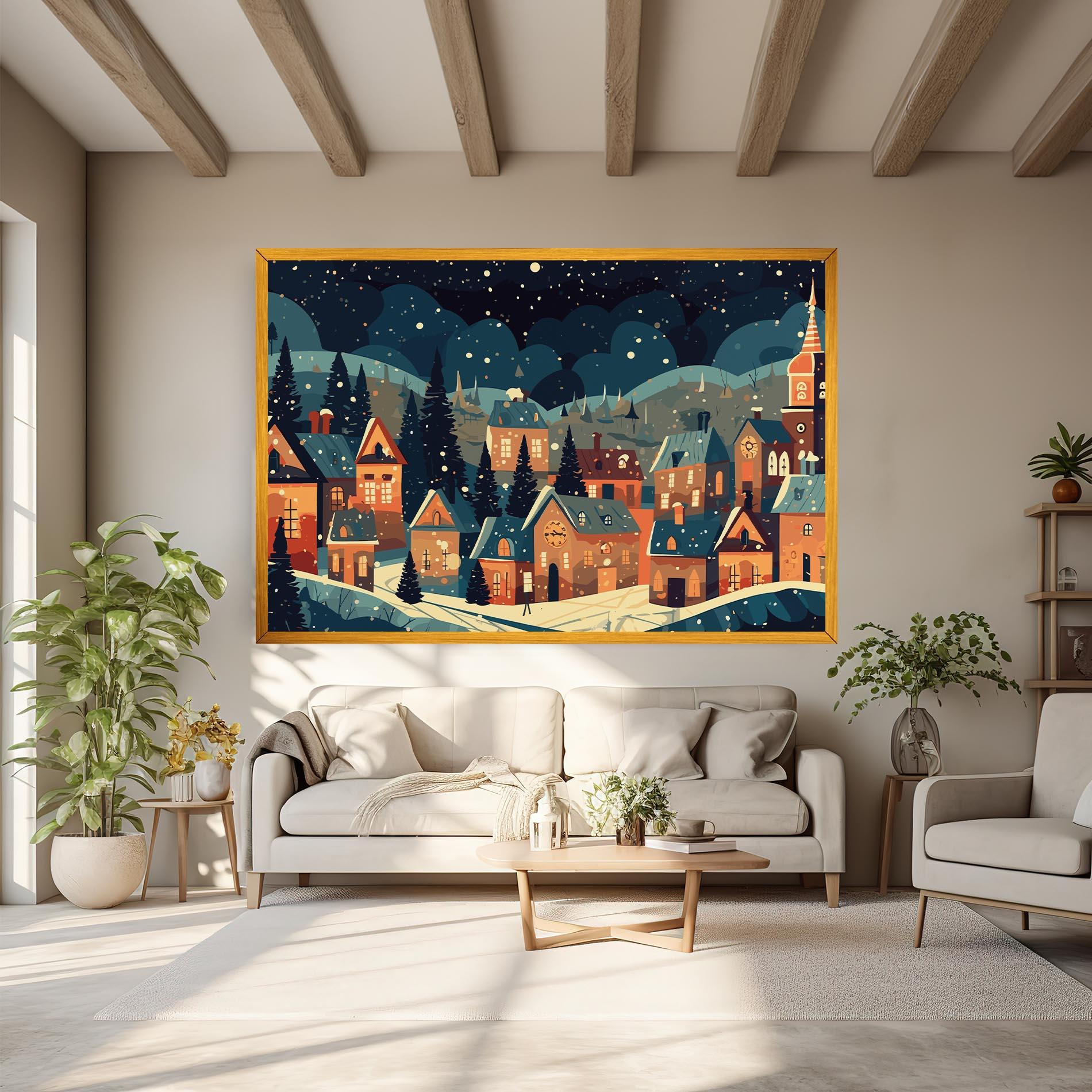 Vászonkép Winter View Houses mockup 6