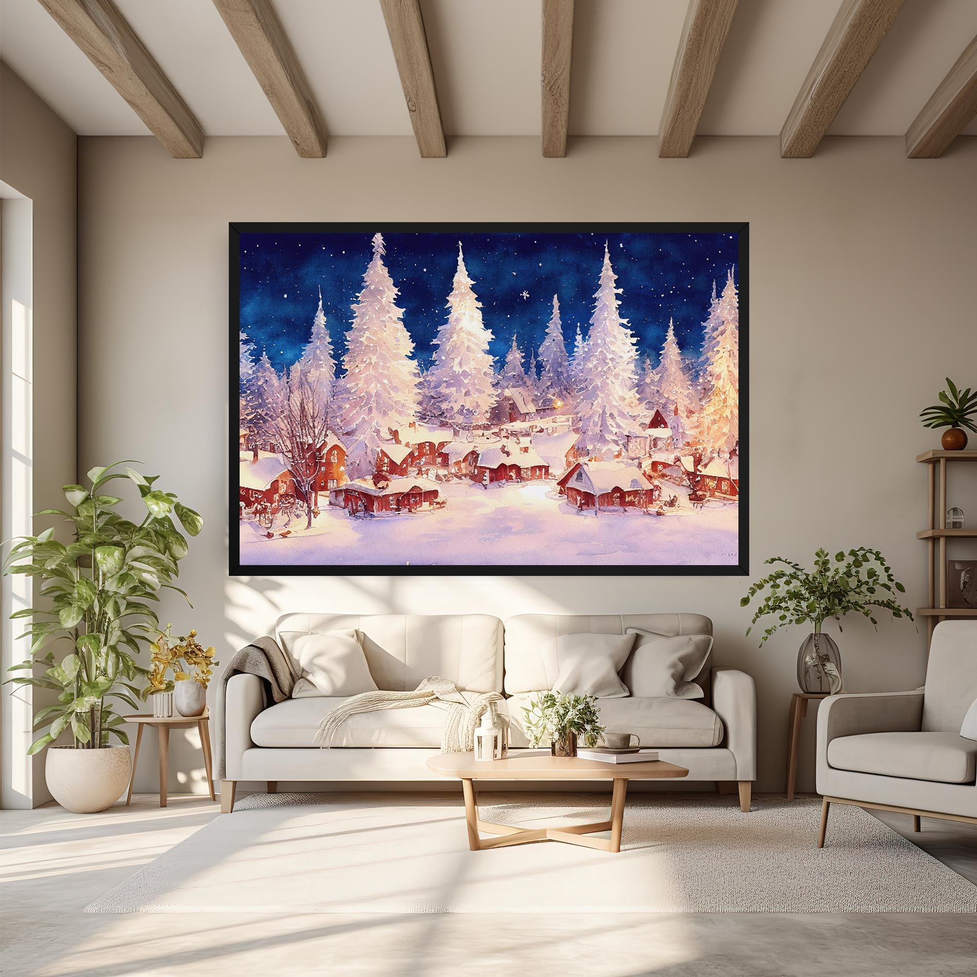 Vászonkép Snow Falling Painting mockup 6