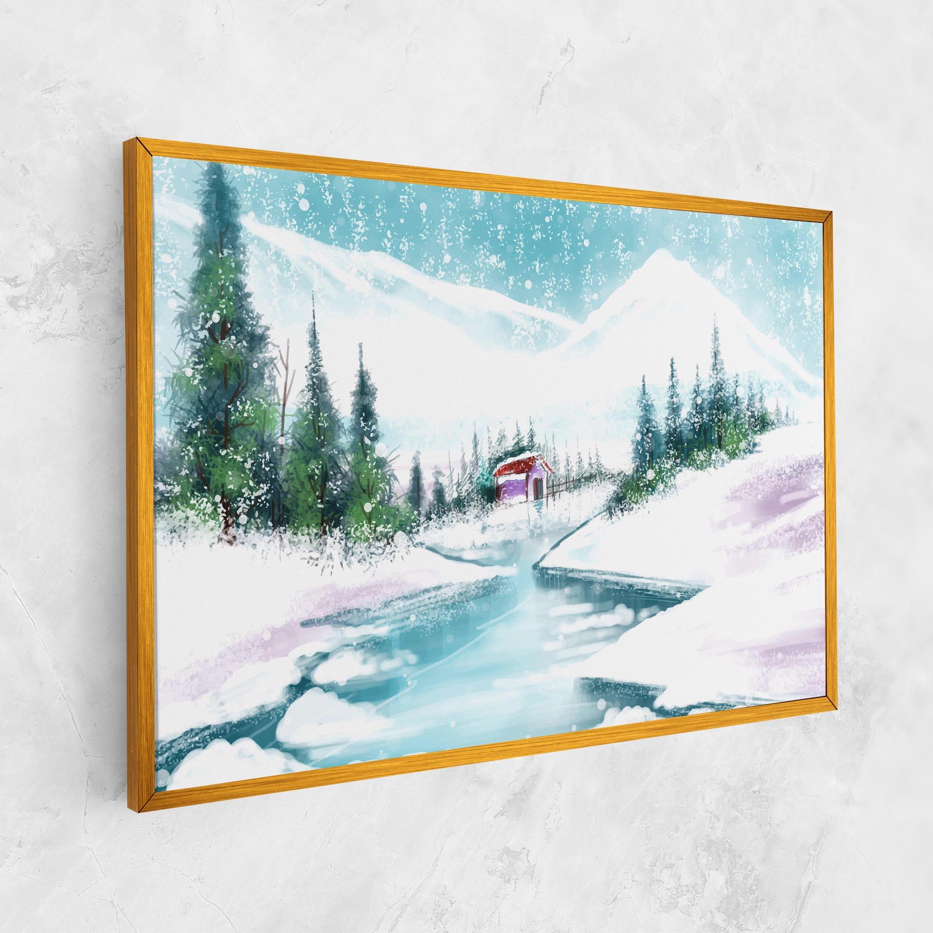 Vászonkép Purple House Winter mockup 1