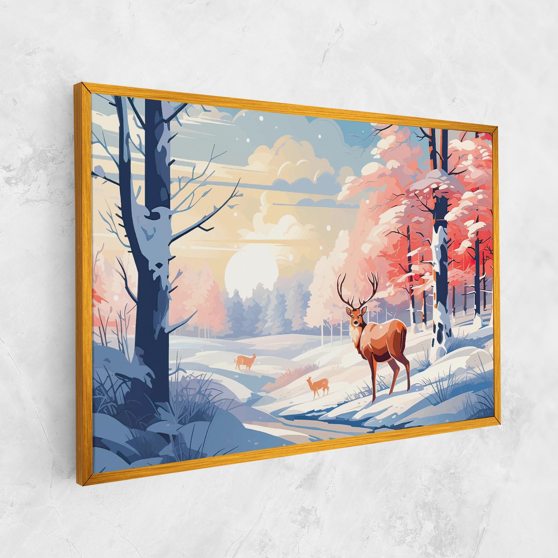 Vászonkép Winter Deer Art mockup 1