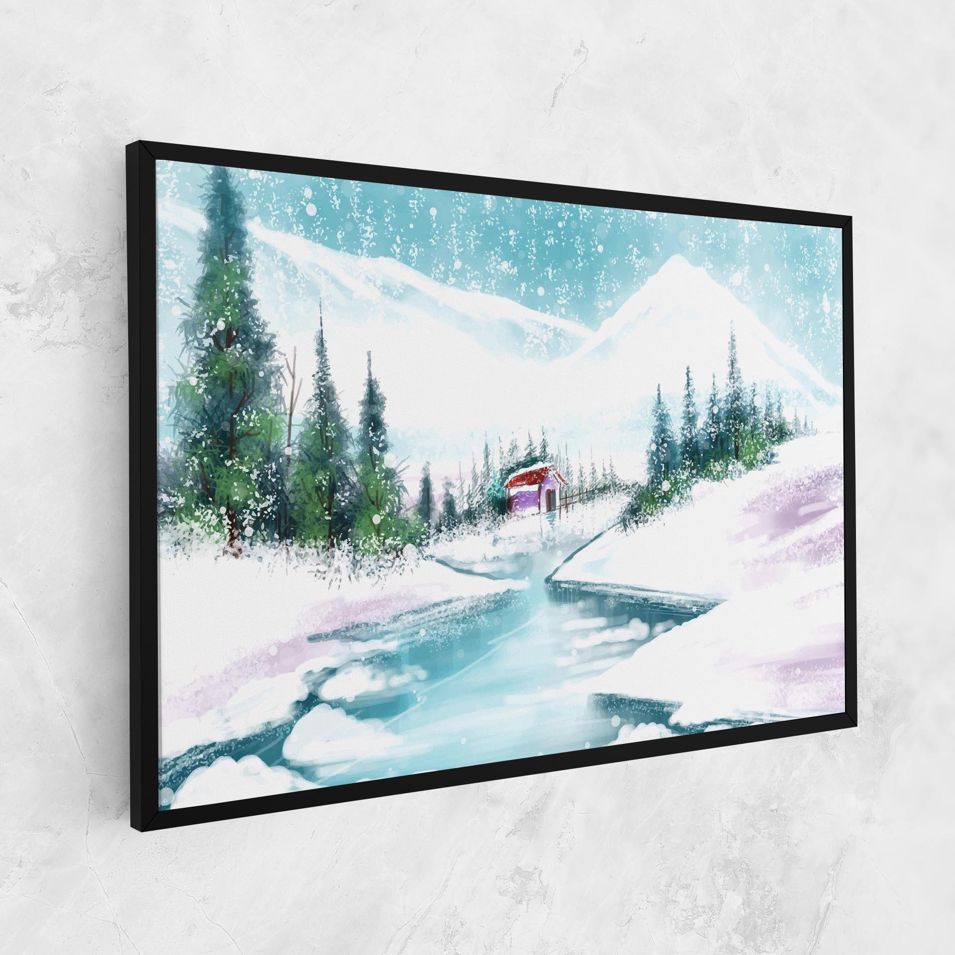 Vászonkép Purple House Winter mockup 1