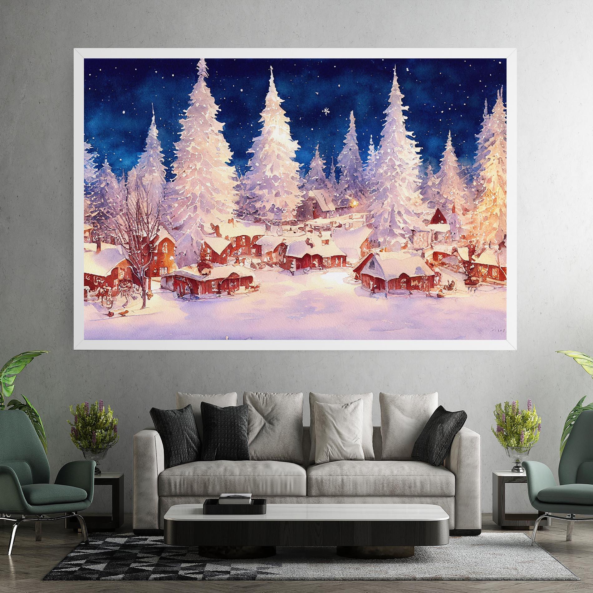 Vászonkép Snow Falling Painting mockup 7