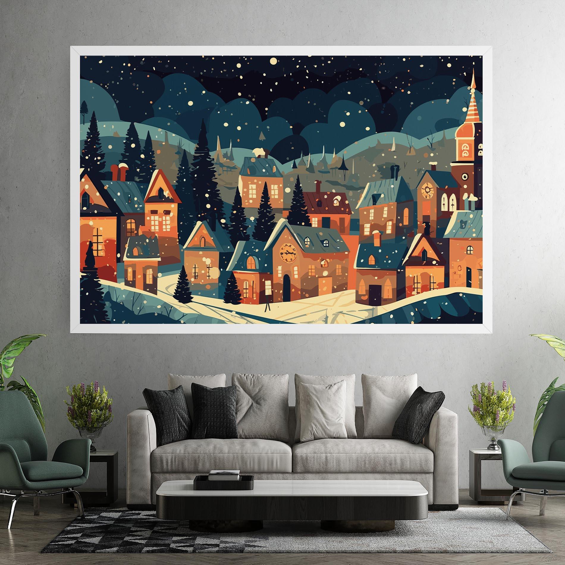 Vászonkép Winter View Houses mockup 7