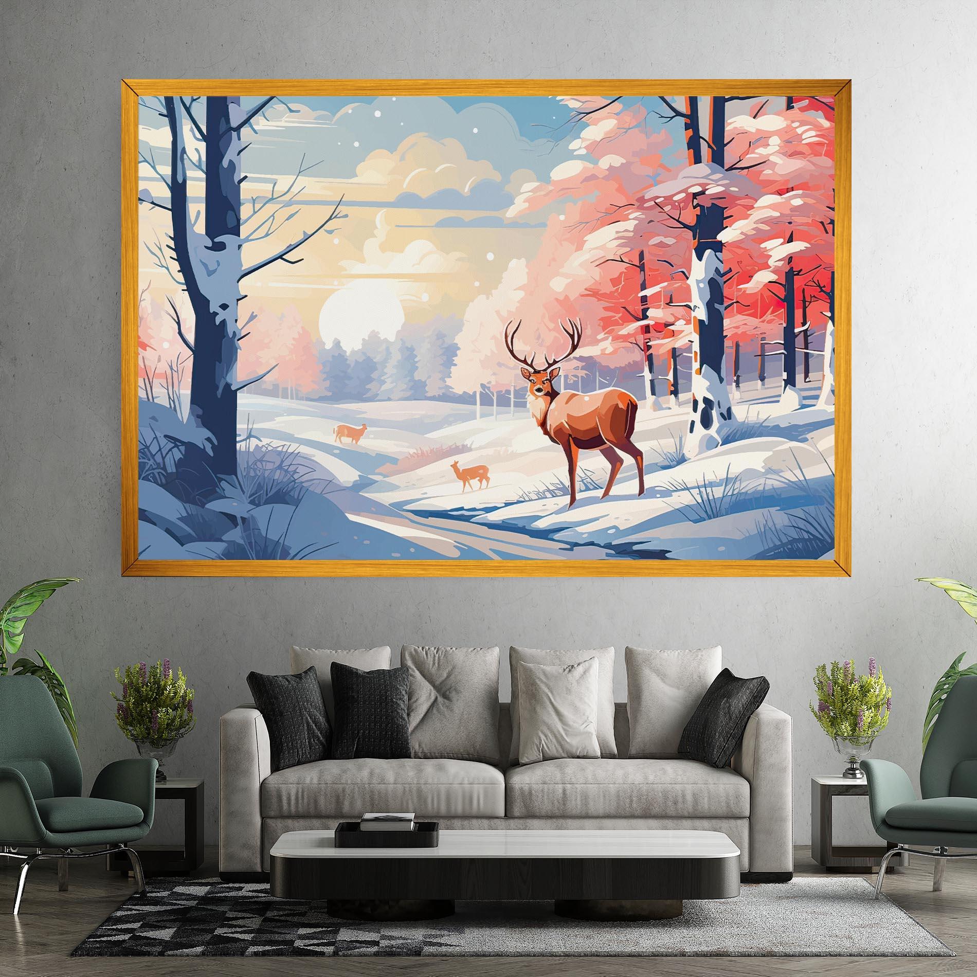 Vászonkép Winter Deer Art mockup 7