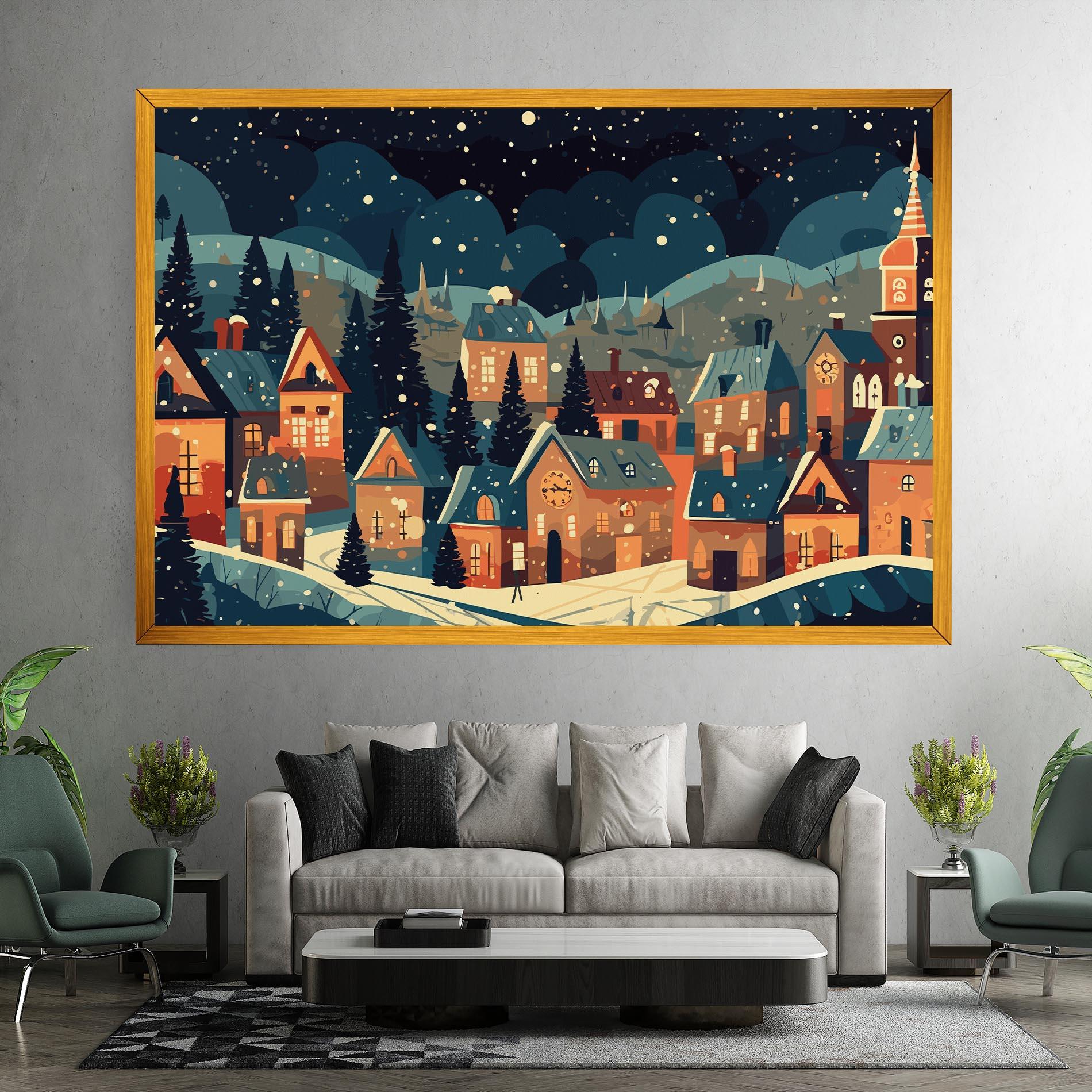 Vászonkép Winter View Houses mockup 7