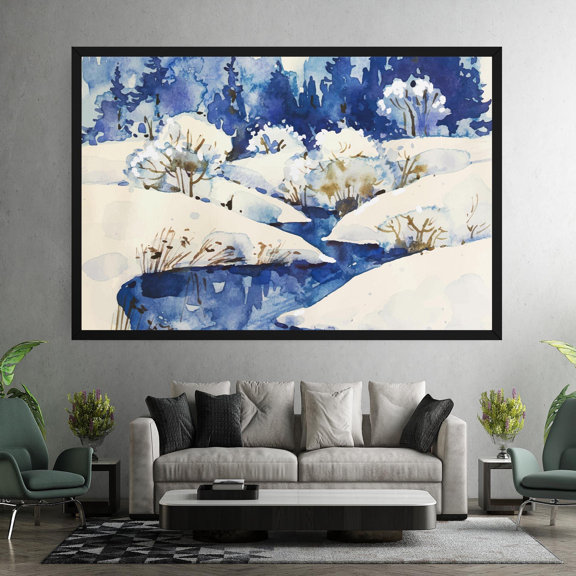 Vászonkép Blue Trees Winter mockup 7