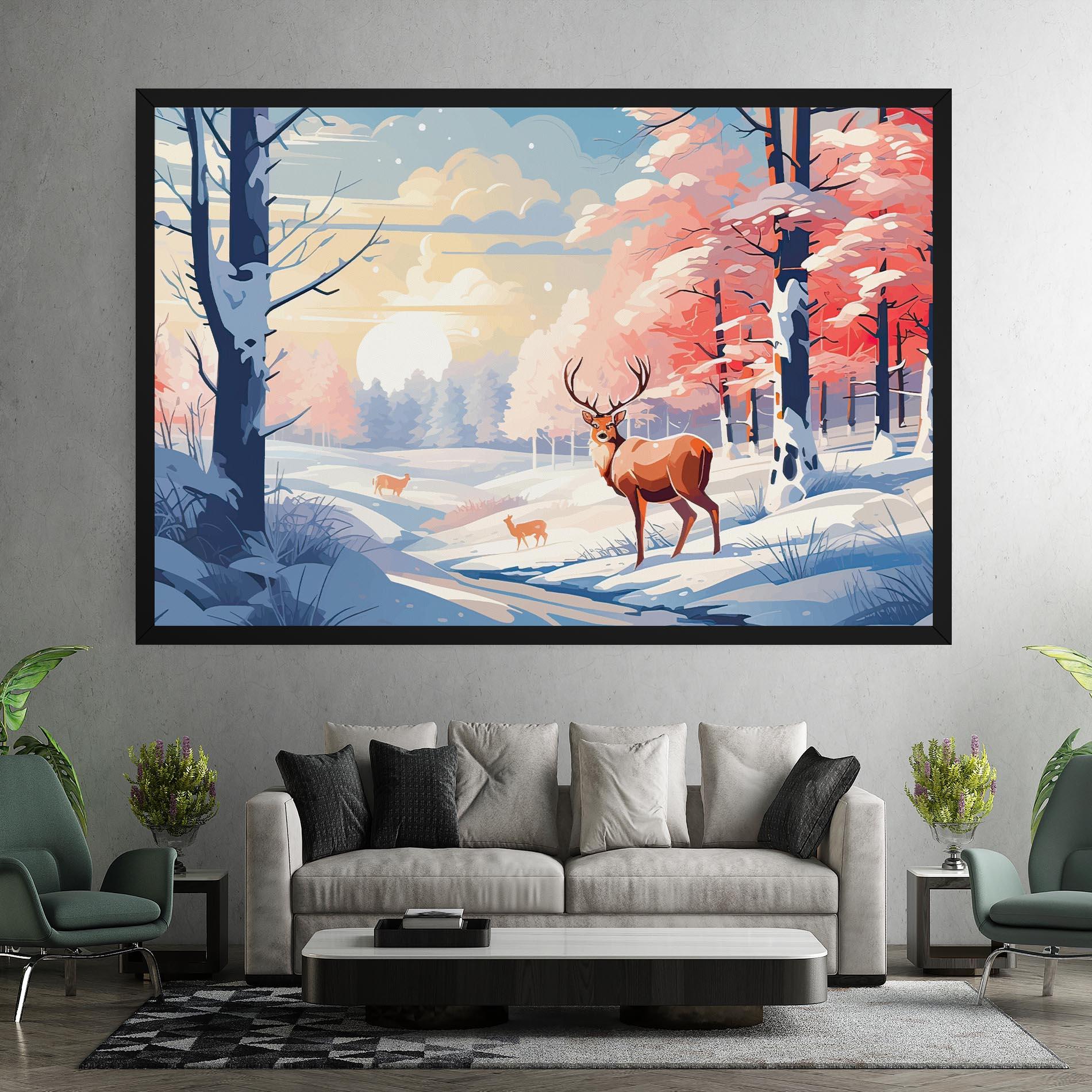 Vászonkép Winter Deer Art mockup 7
