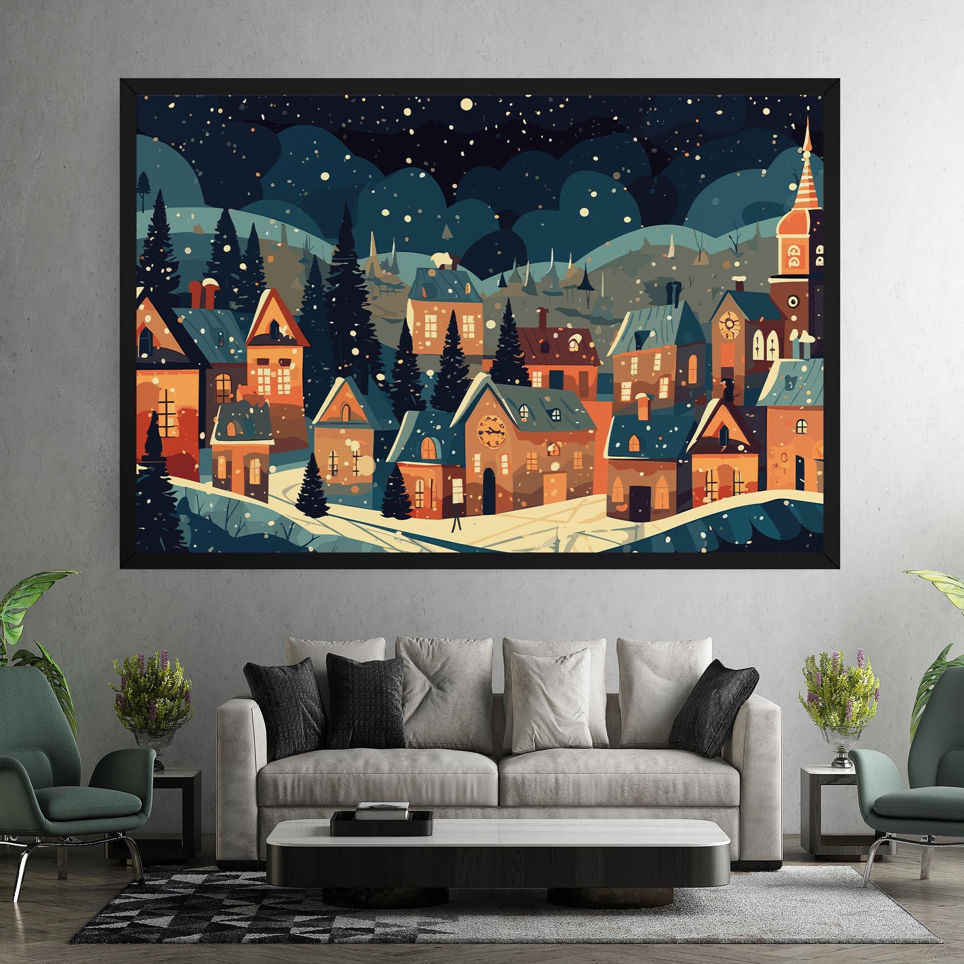 Vászonkép Winter View Houses mockup 7