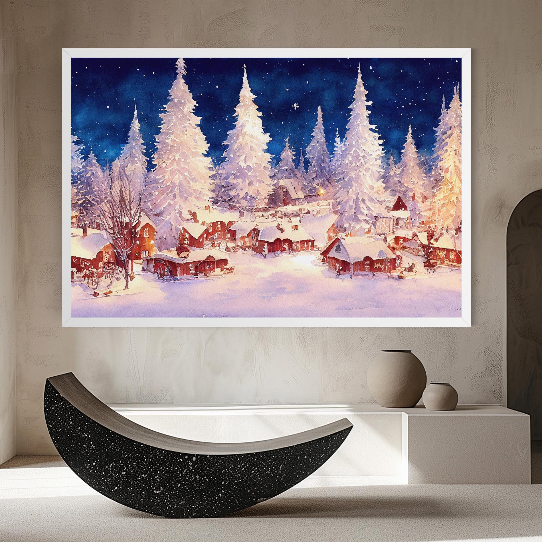 Vászonkép Snow Falling Painting mockup 8
