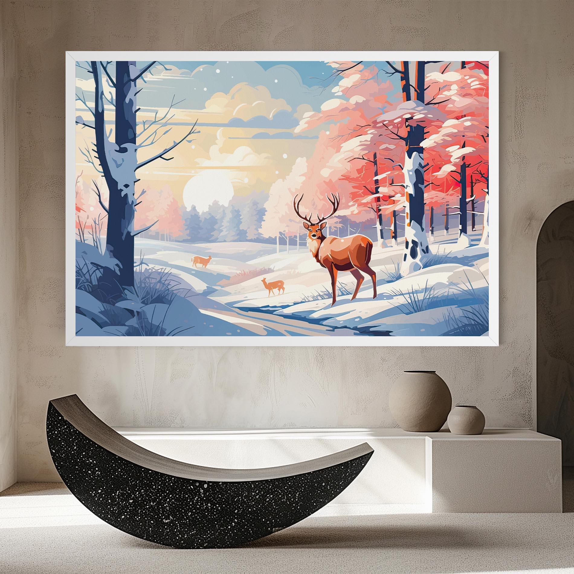 Vászonkép Winter Deer Art mockup 8